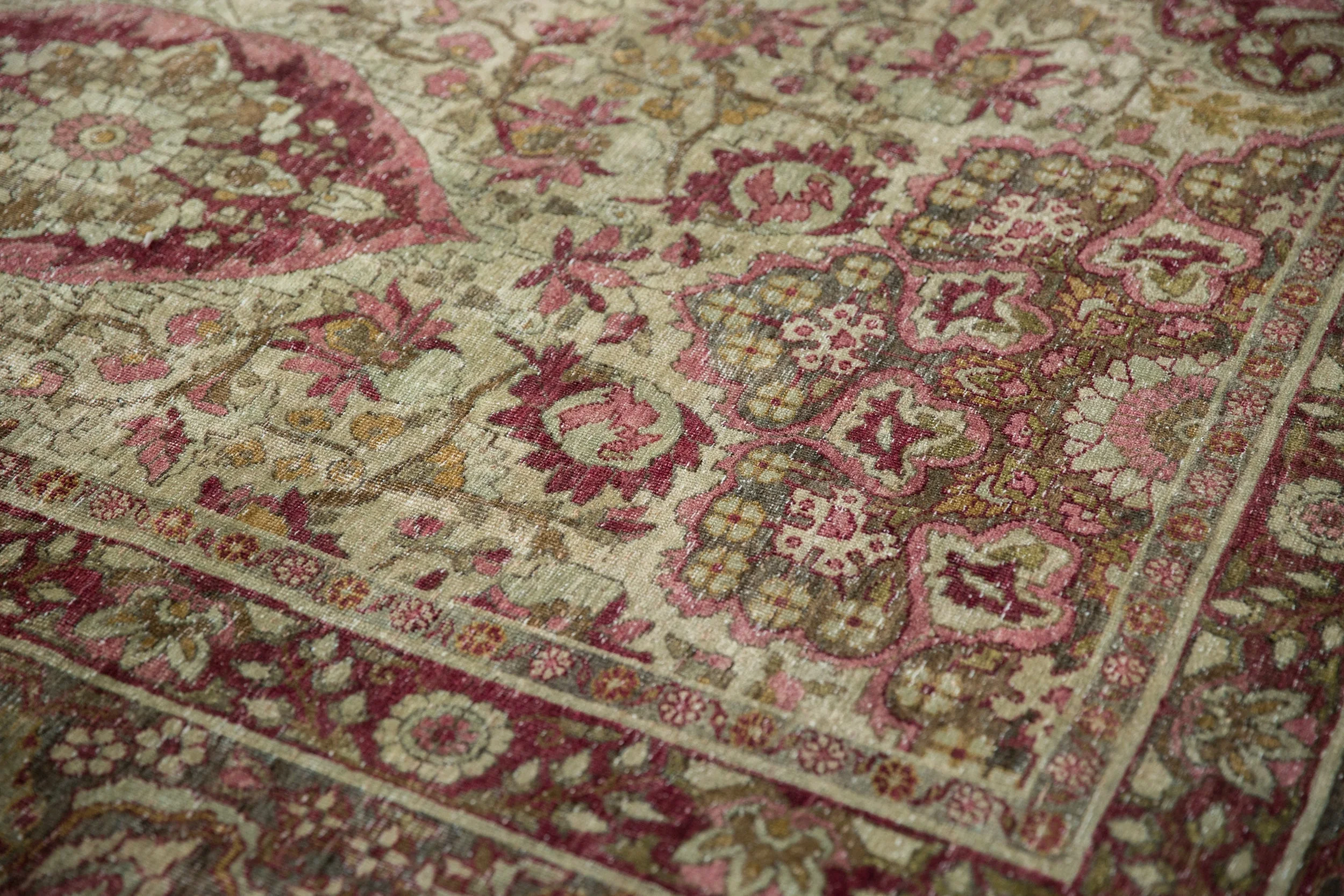 10x15.5 Antique Distressed Kerman Carpet - Image 10