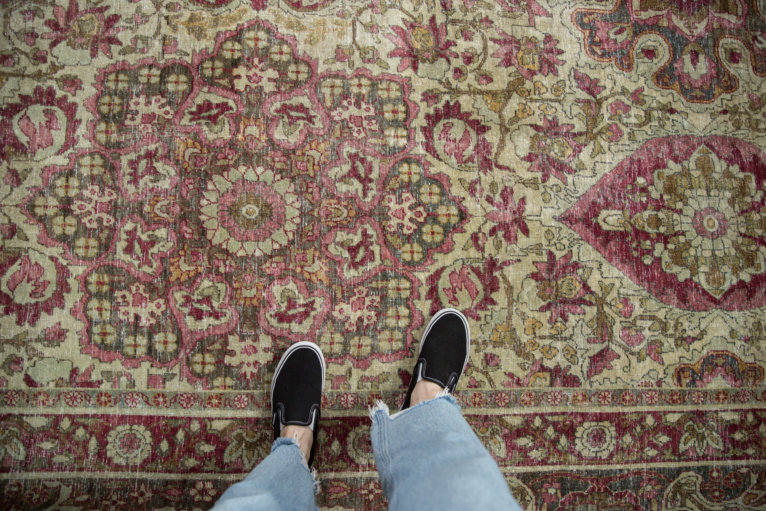 10x15.5 Antique Distressed Kerman Carpet - Image 2
