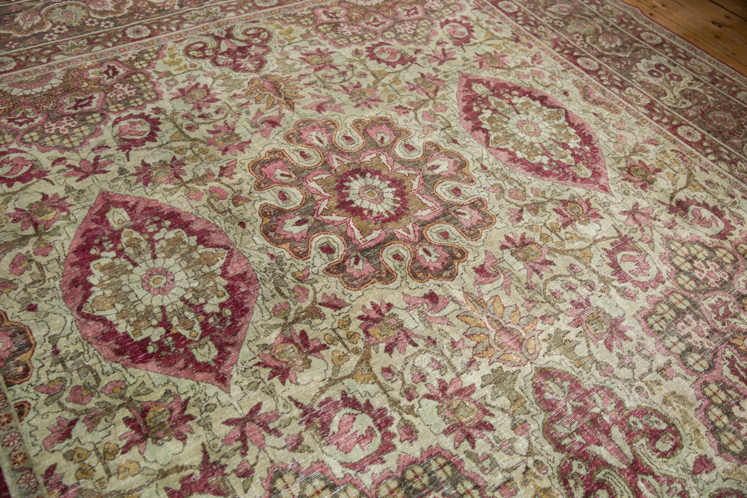 10x15.5 Antique Distressed Kerman Carpet - Image 3