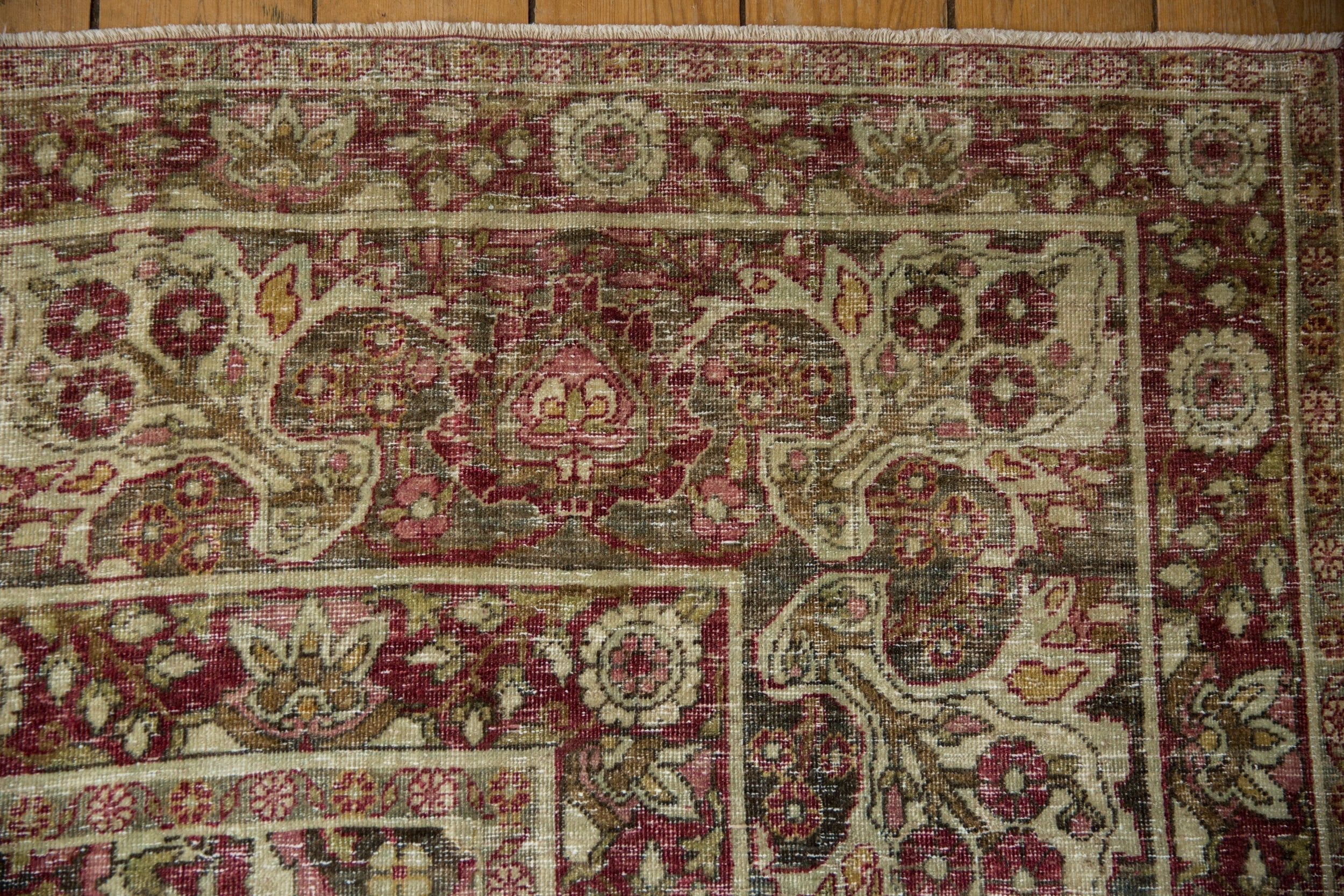 10x15.5 Antique Distressed Kerman Carpet - Image 4