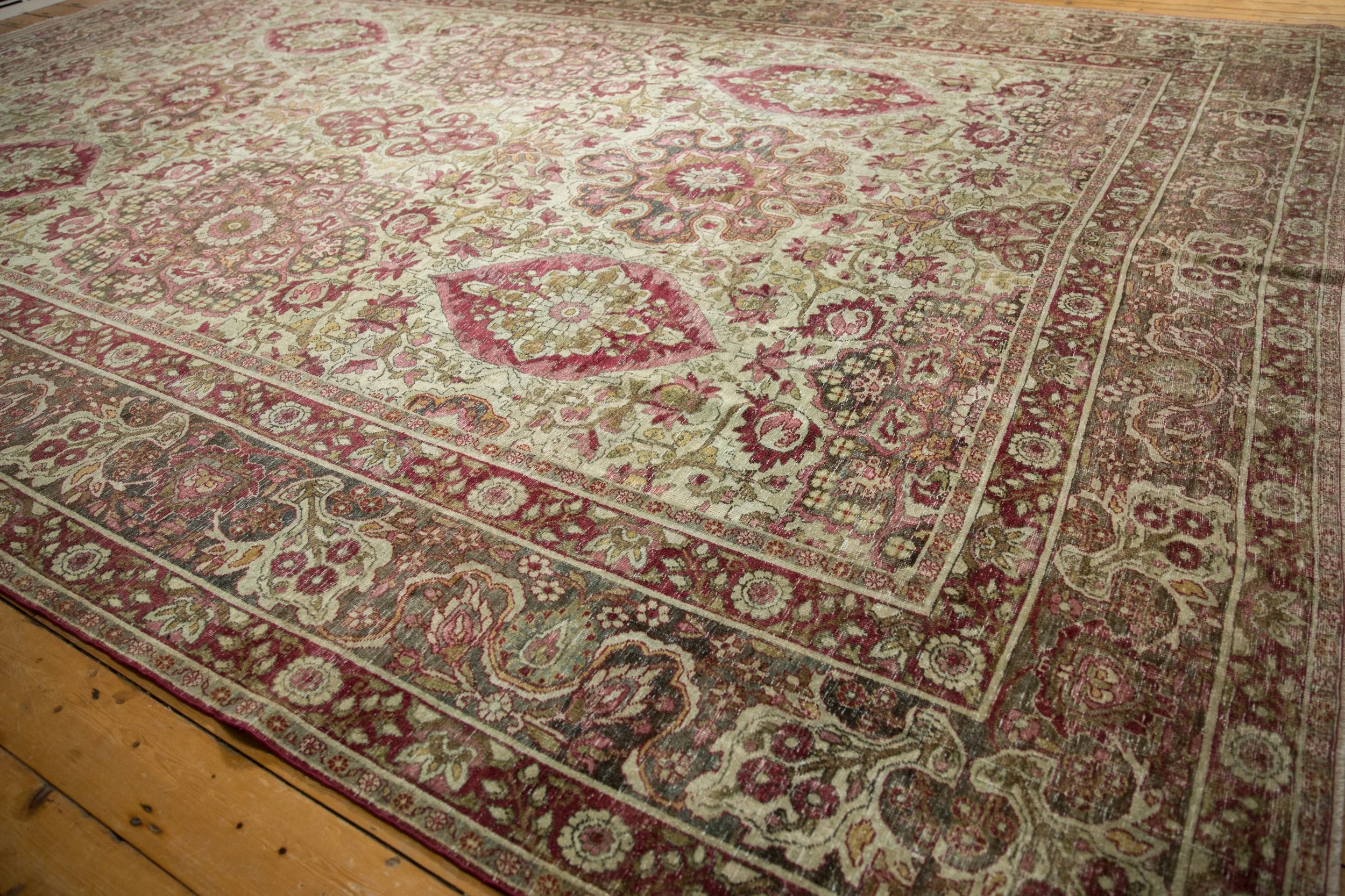 10x15.5 Antique Distressed Kerman Carpet - Image 5