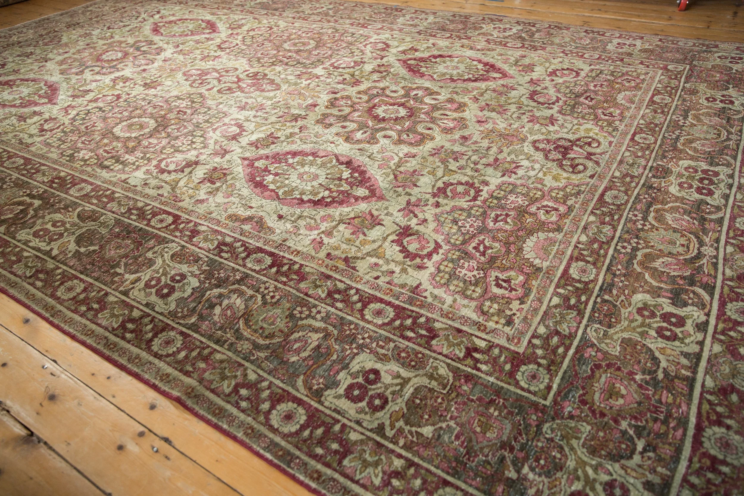 10x15.5 Antique Distressed Kerman Carpet - Image 9
