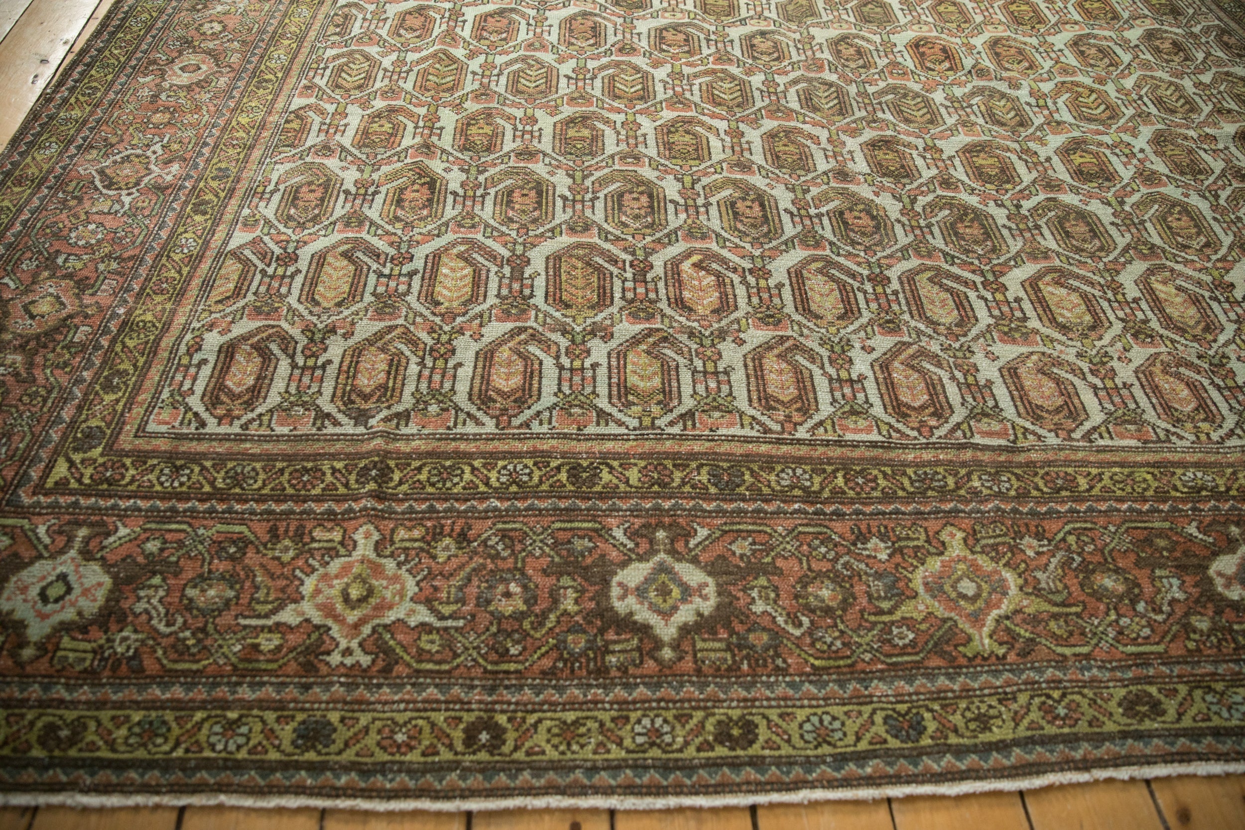 10x15.5 Vintage Distressed Hamadan Carpet - Image 10