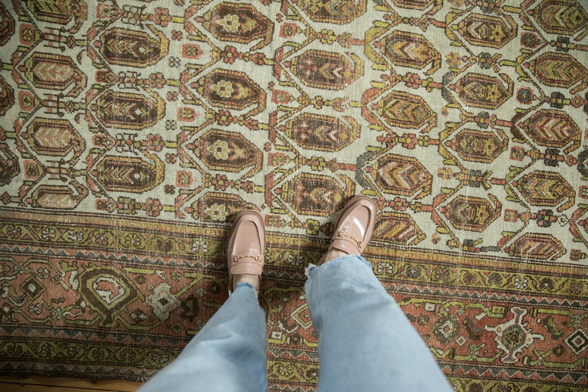 10x15.5 Vintage Distressed Hamadan Carpet - Image 2
