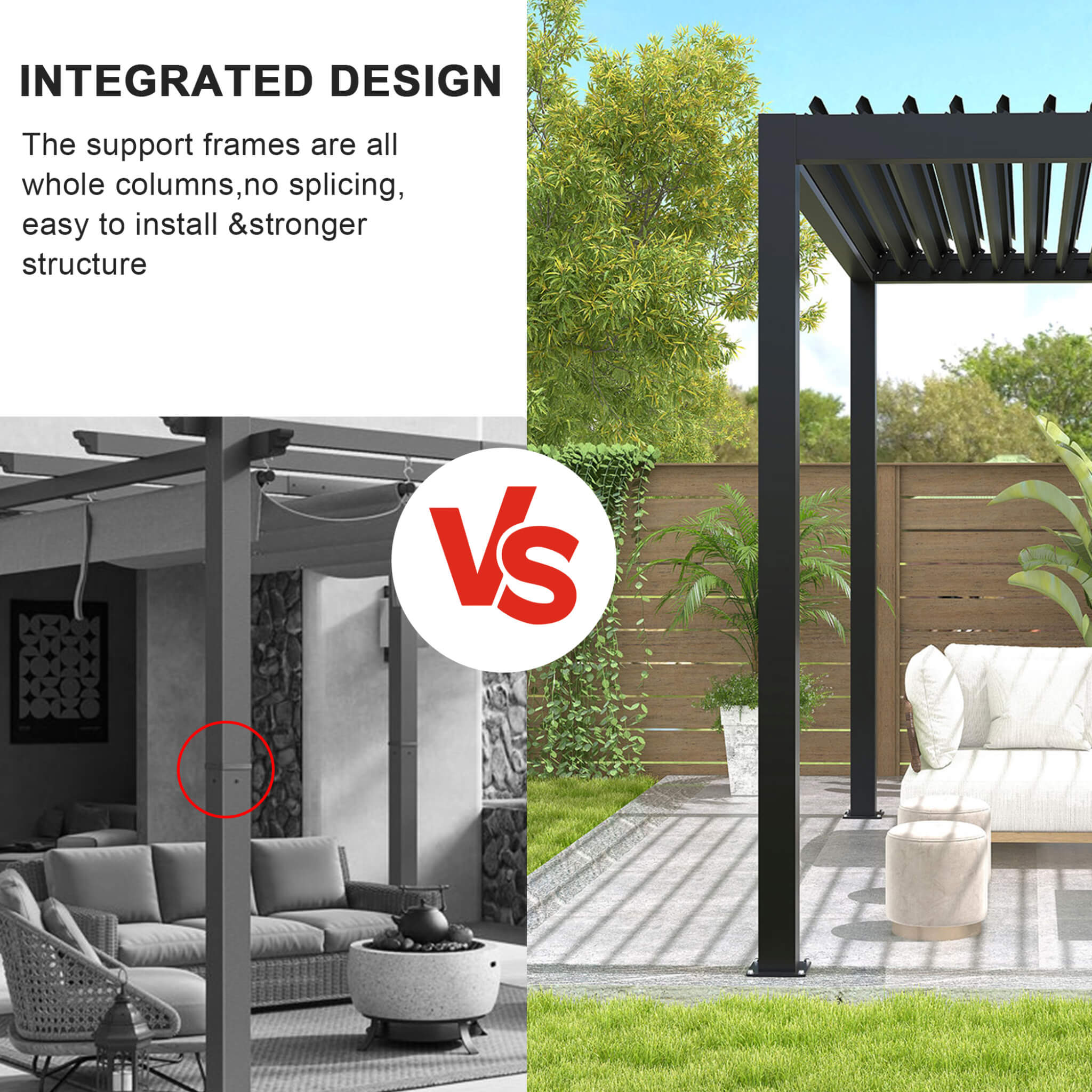 [10X19FT] Alora Modern Durable All-Weather Outdoor Pergola With Aluminum Frame And Steel Louvers (SAK32691) - Image 9