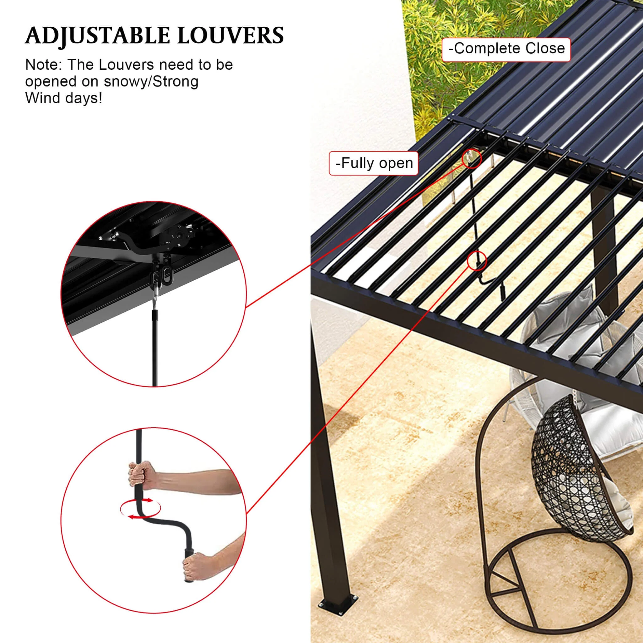 [10X19FT] Alora Premium Powder-Coated Aluminum Pergola With Adjustable Louvers (SAK78345) - Image 11