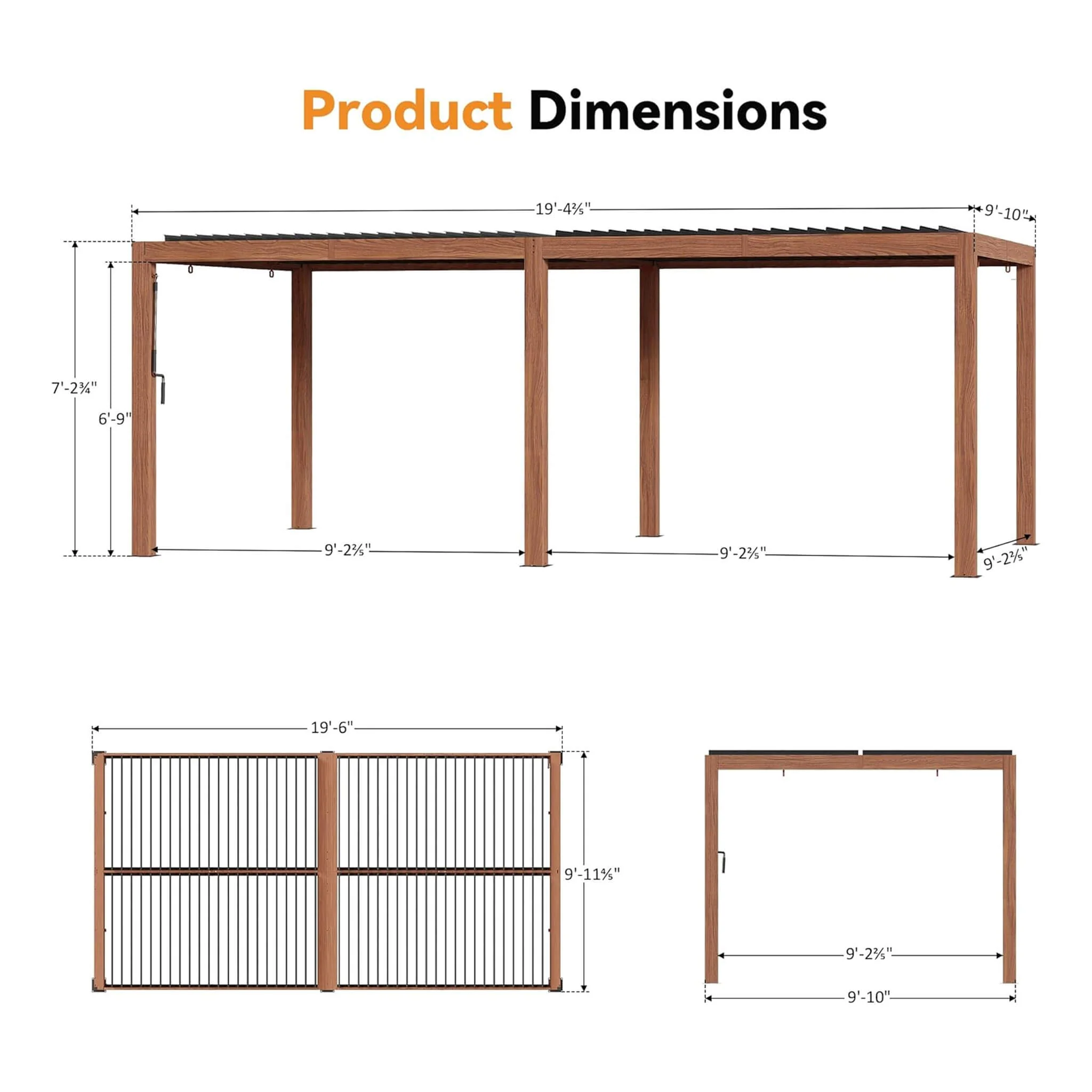 [10X20FT] Alora Heavy-Duty Luxury Outdoor Pergola With Adjustable Louvers And Integrated Drainage (SAK42670) - Image 8