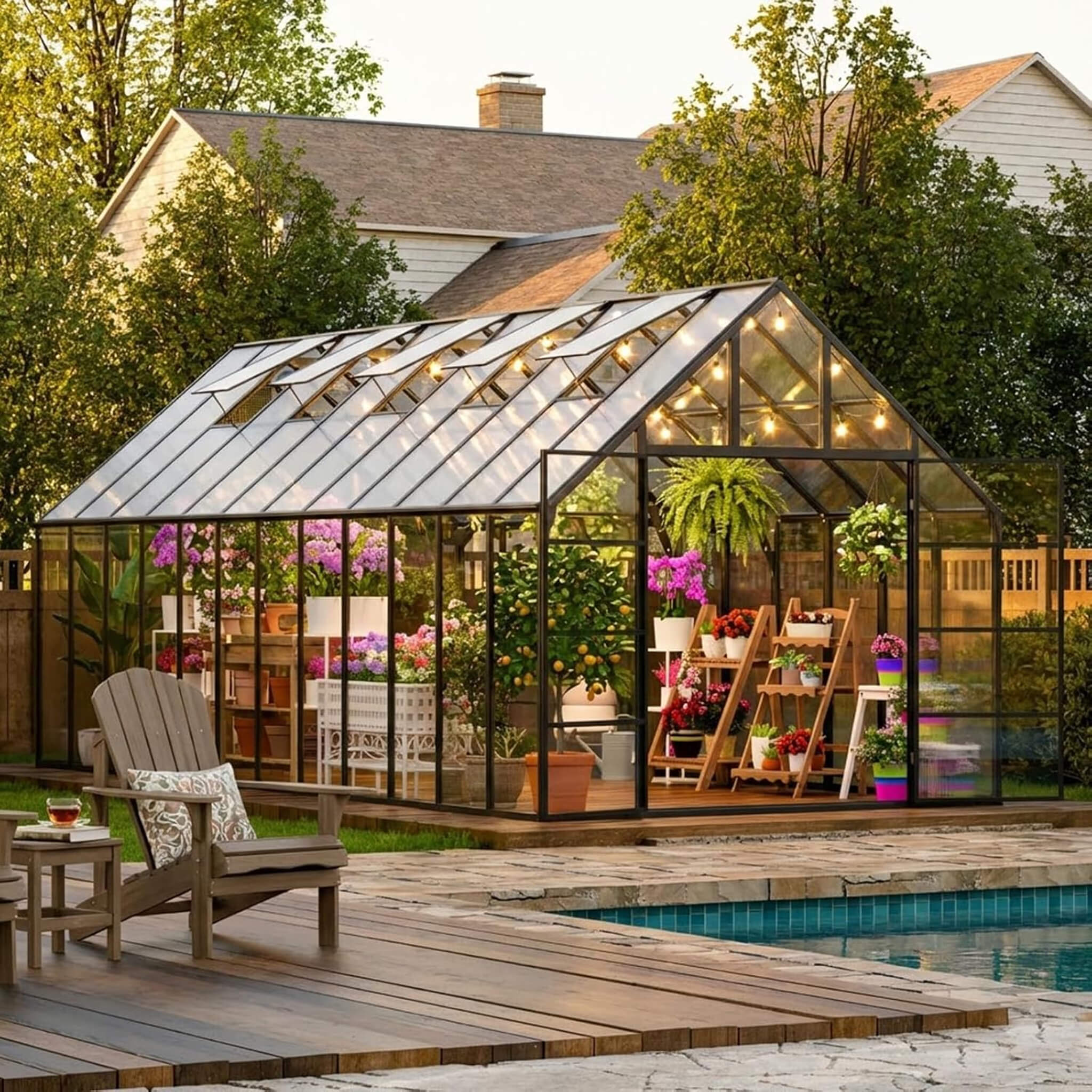 [10X24FT] Heavy-Duty Outdoor Aluminum Polycarbonate Greenhouse With Roof Vents And Swing Doors, 4MM (SAK97032) - Image 6