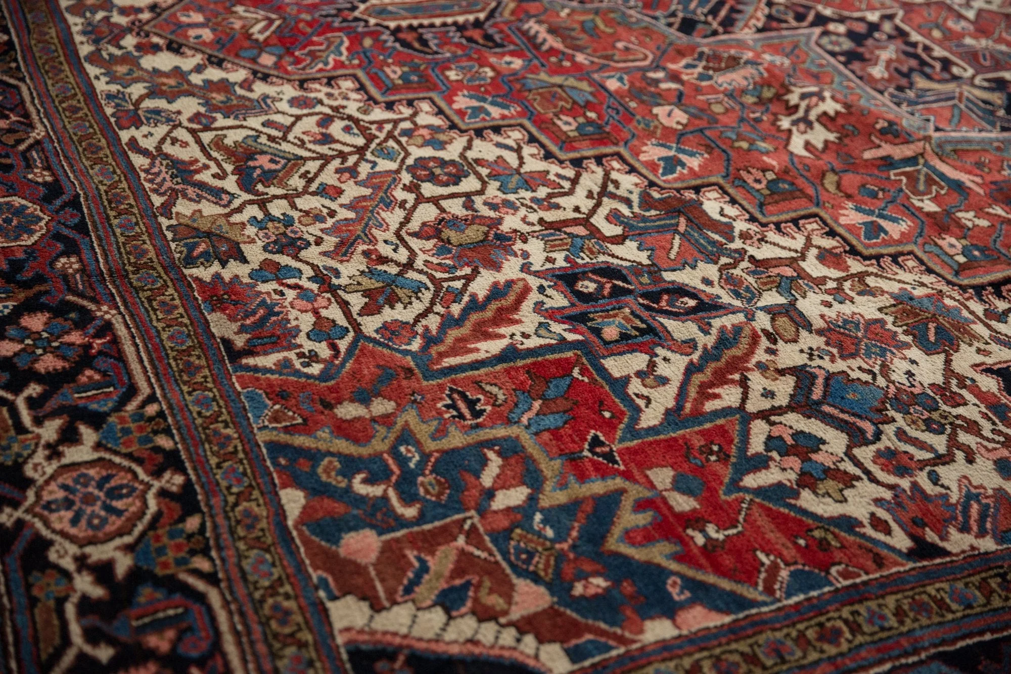 11.5x12.5 Vintage Heriz Square Carpet - Image 4