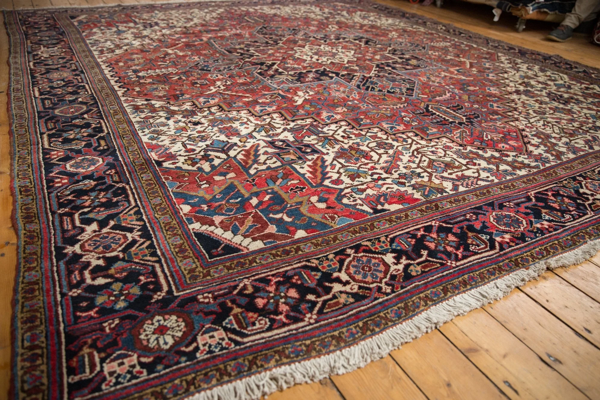 11.5x12.5 Vintage Heriz Square Carpet - Image 6