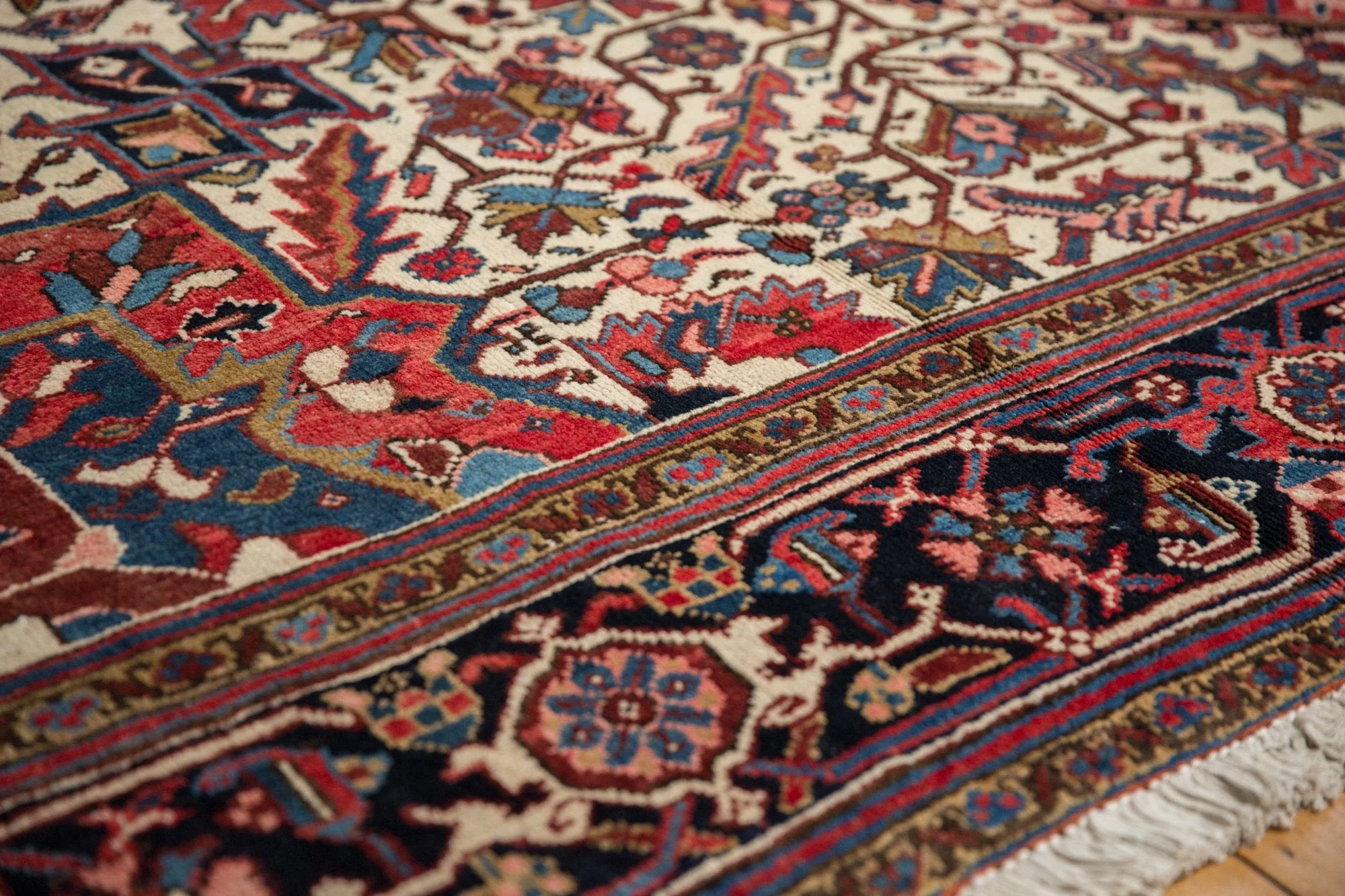 11.5x12.5 Vintage Heriz Square Carpet - Image 7