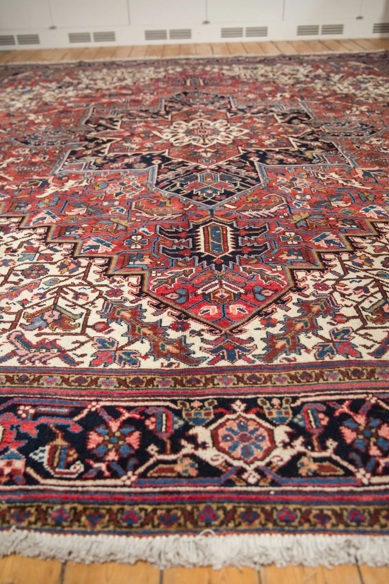11.5x12.5 Vintage Heriz Square Carpet - Image 8