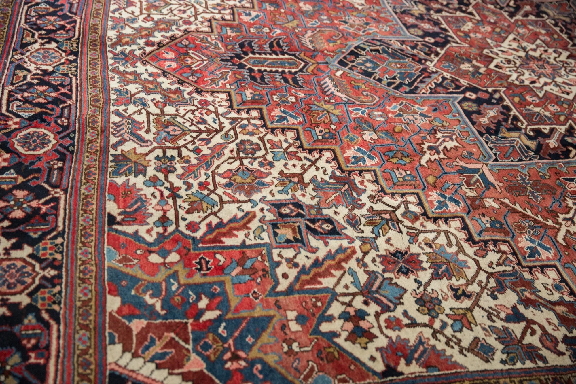 11.5x12.5 Vintage Heriz Square Carpet - Image 9