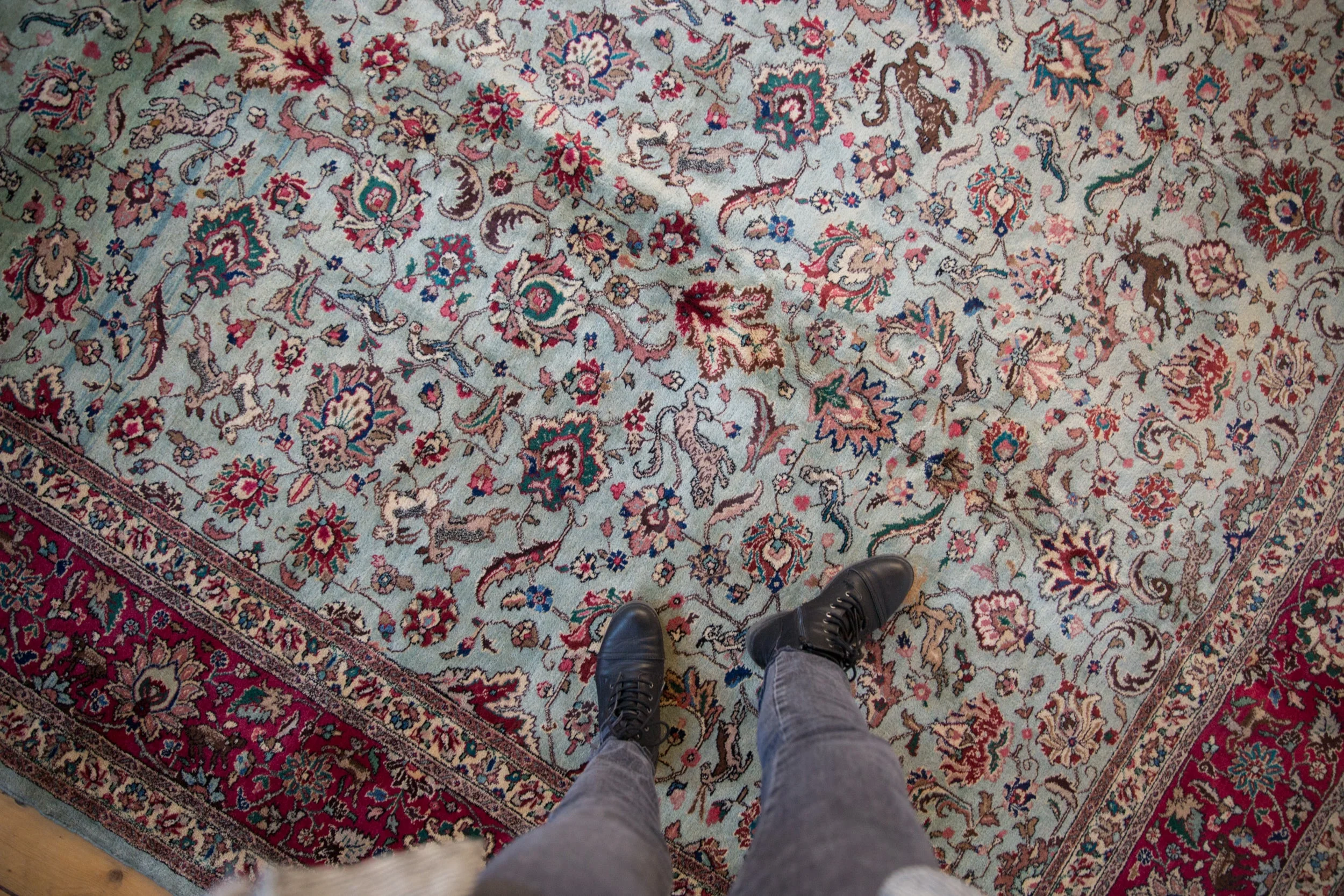 11.5x12 Vintage Tabriz Square Carpet - Image 2