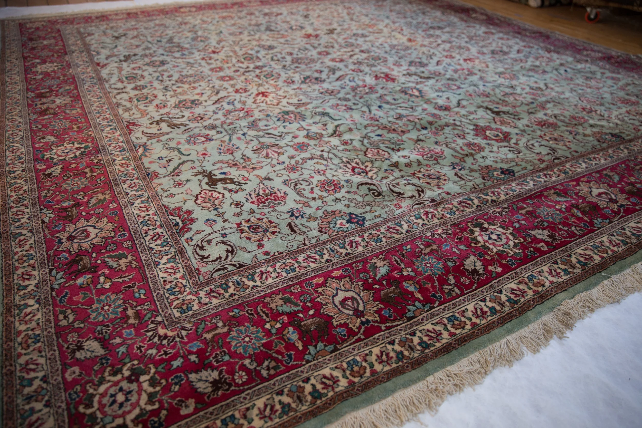 11.5x12 Vintage Tabriz Square Carpet - Image 3