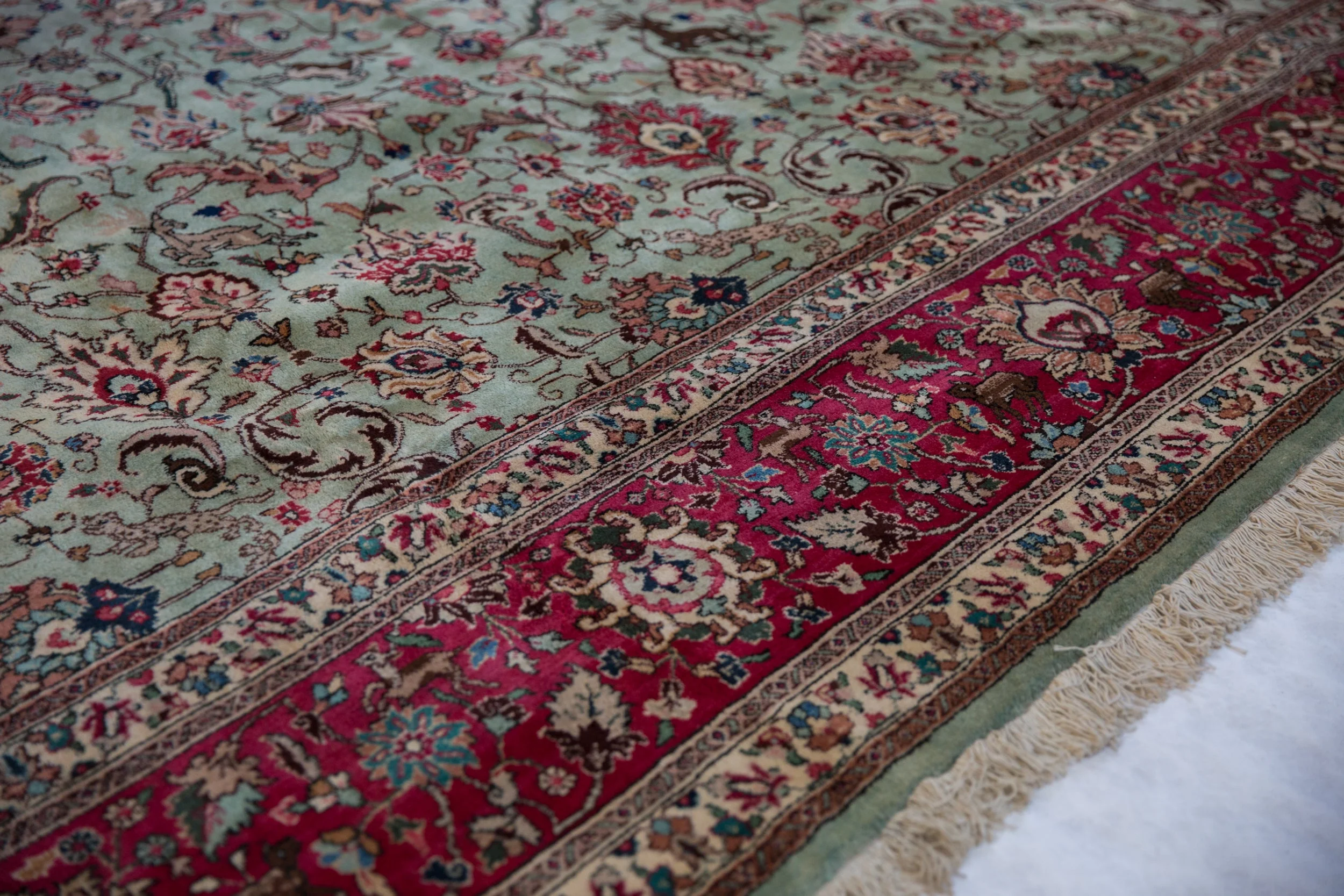 11.5x12 Vintage Tabriz Square Carpet - Image 4