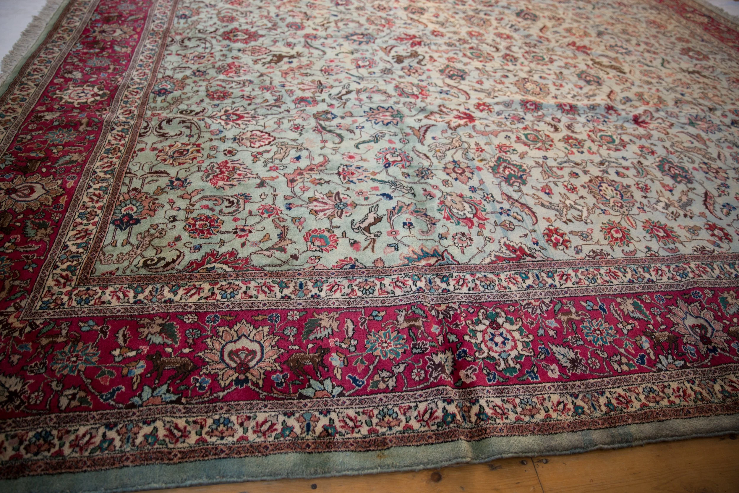 11.5x12 Vintage Tabriz Square Carpet - Image 7