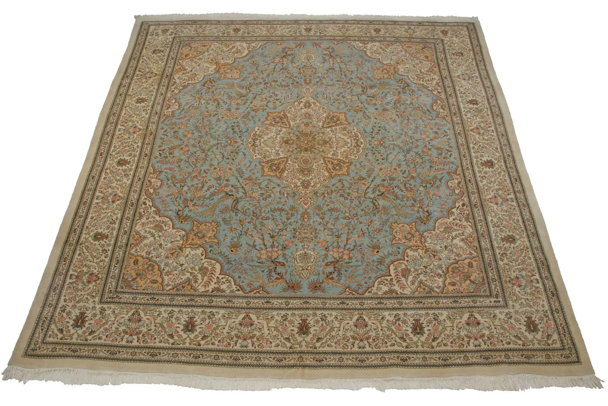 11.5x13 Vintage Tabriz Square Carpet - Image 12