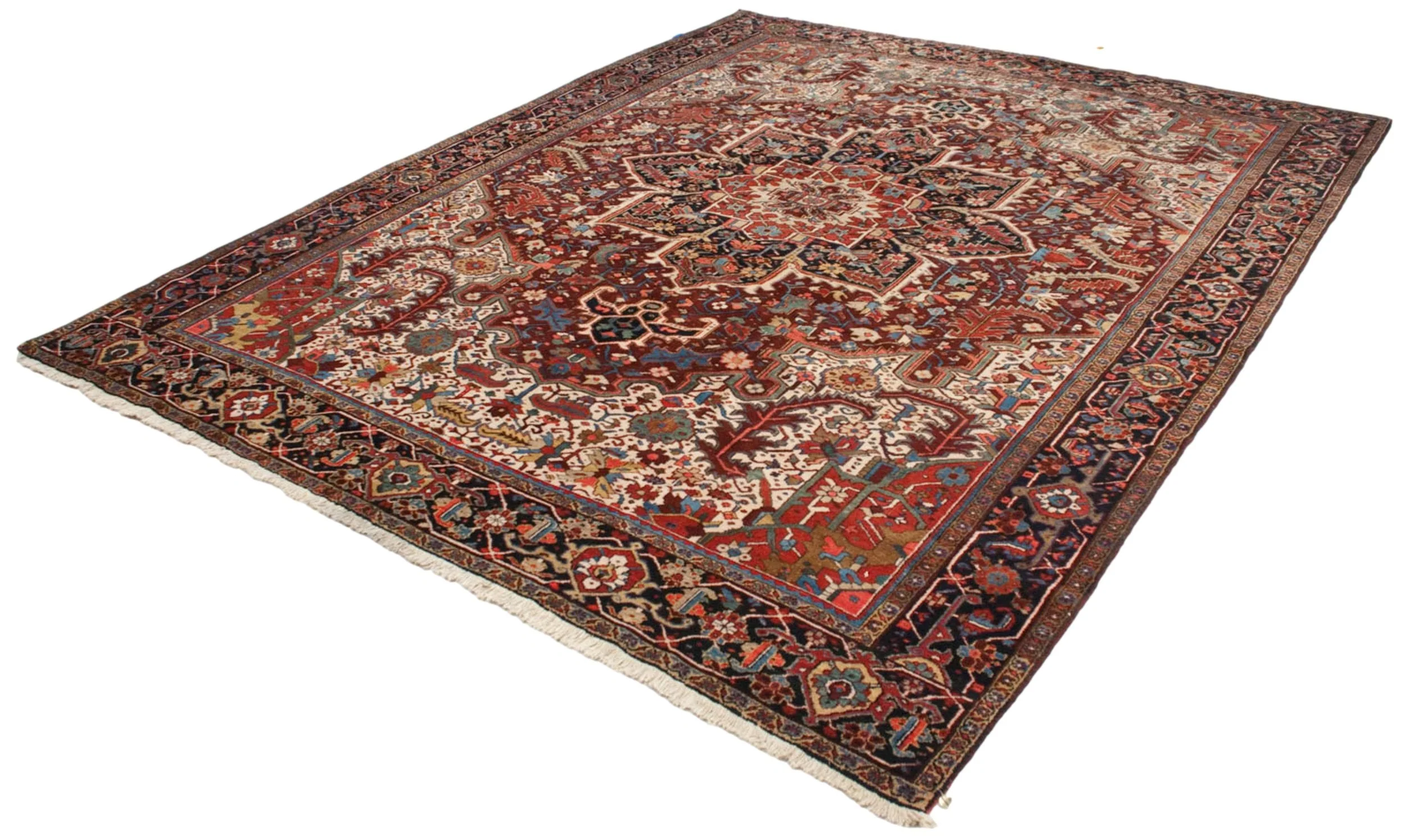 11.5x14 Vintage Heriz Carpet - Image 6