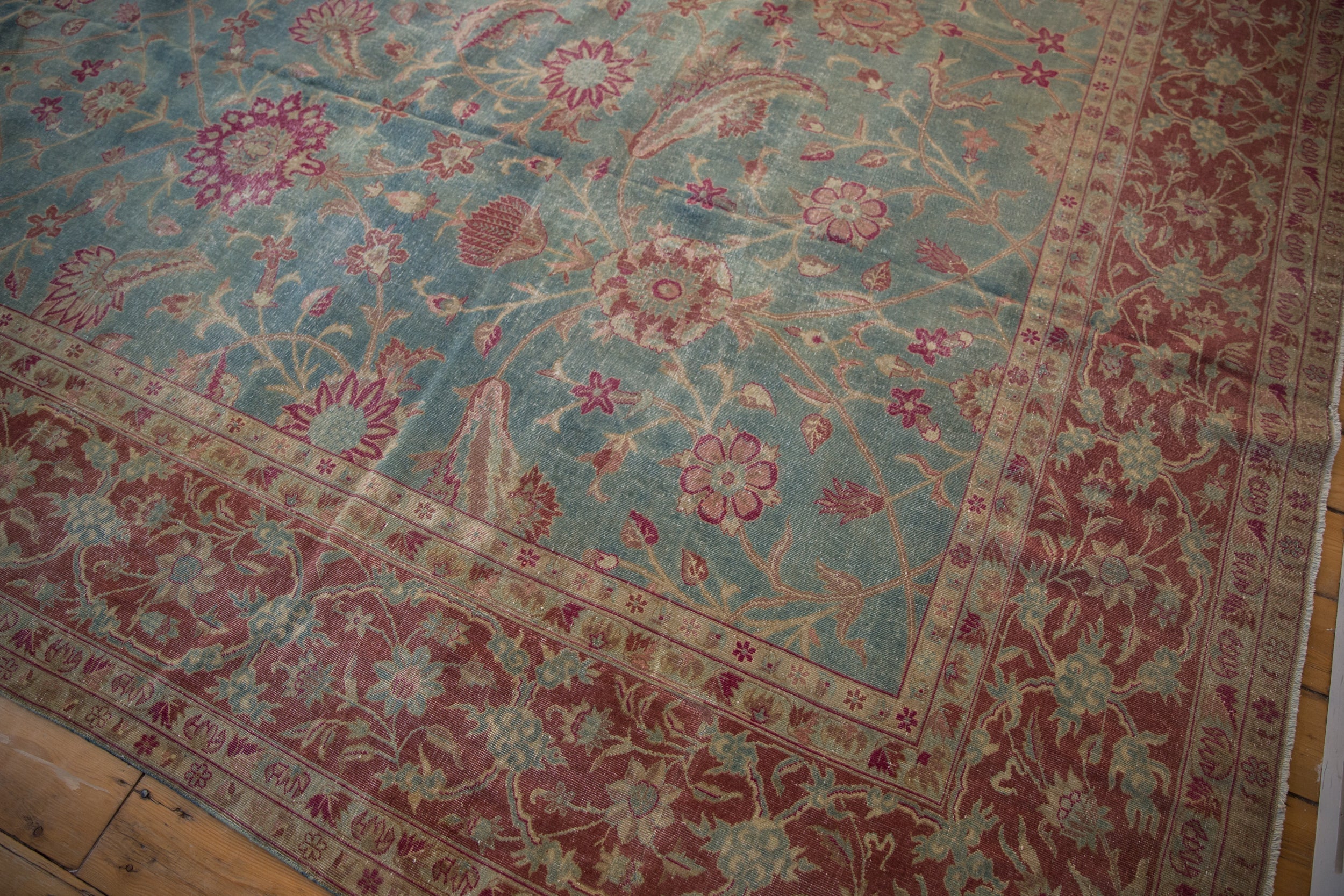 11.5x17 Vintage Distressed Yezd Carpet - Image 9