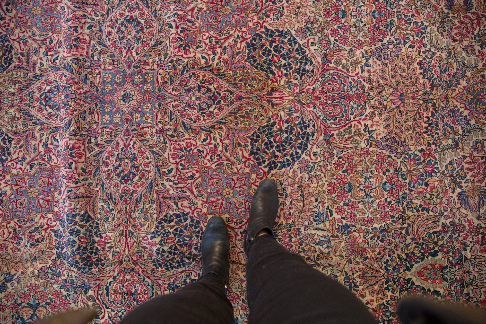 11.5x19.5 Vintage Lavar Kerman Carpet - Image 2