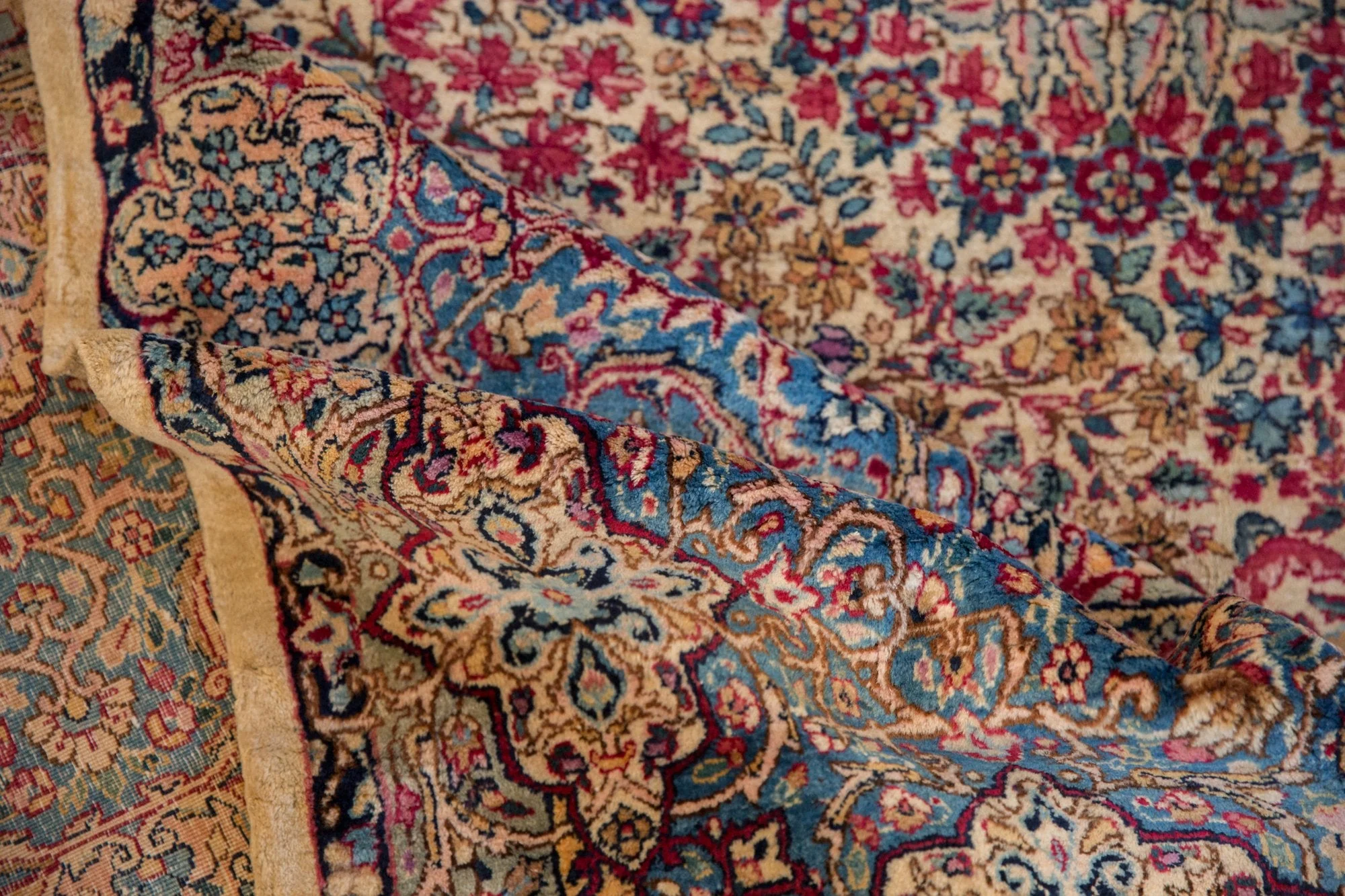 11.5x19.5 Vintage Lavar Kerman Carpet - Image 9
