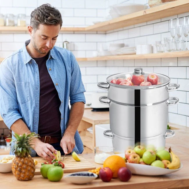 11 Quart Stainless Steel Steamer / Fruit Vegetable Juicer - Image 4