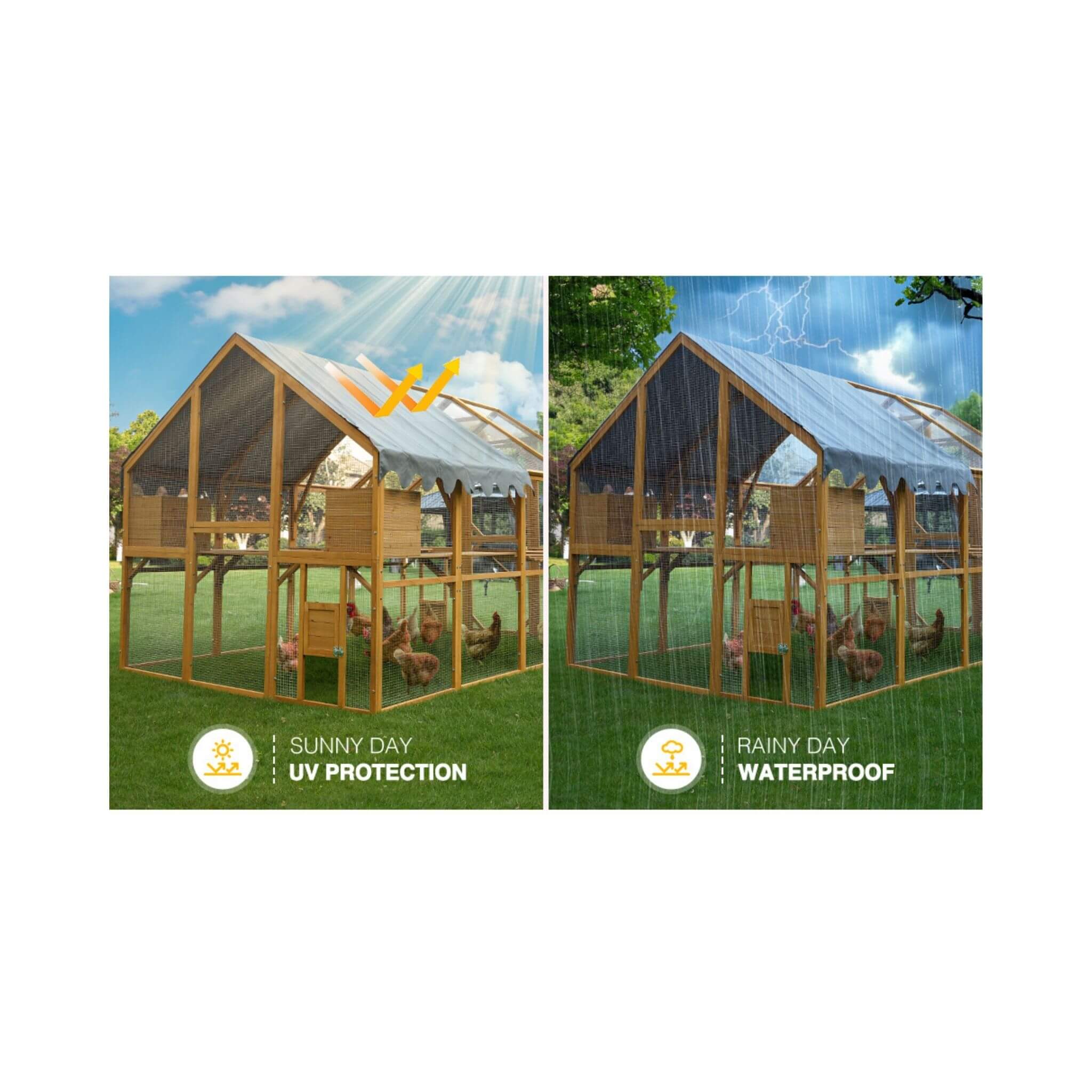 110-Inch Large Outdoor Kitten Playpen Chicken Coop With Waterproof Cover (SAK15370) - Image 10