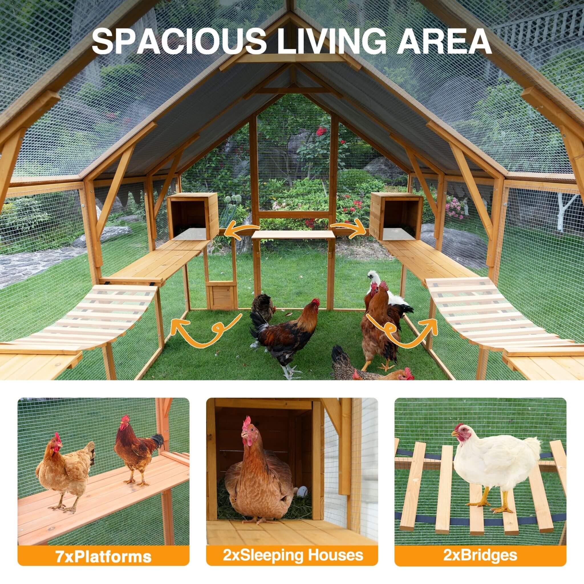 110-Inch Large Outdoor Kitten Playpen Chicken Coop With Waterproof Cover (SAK15370) - Image 7