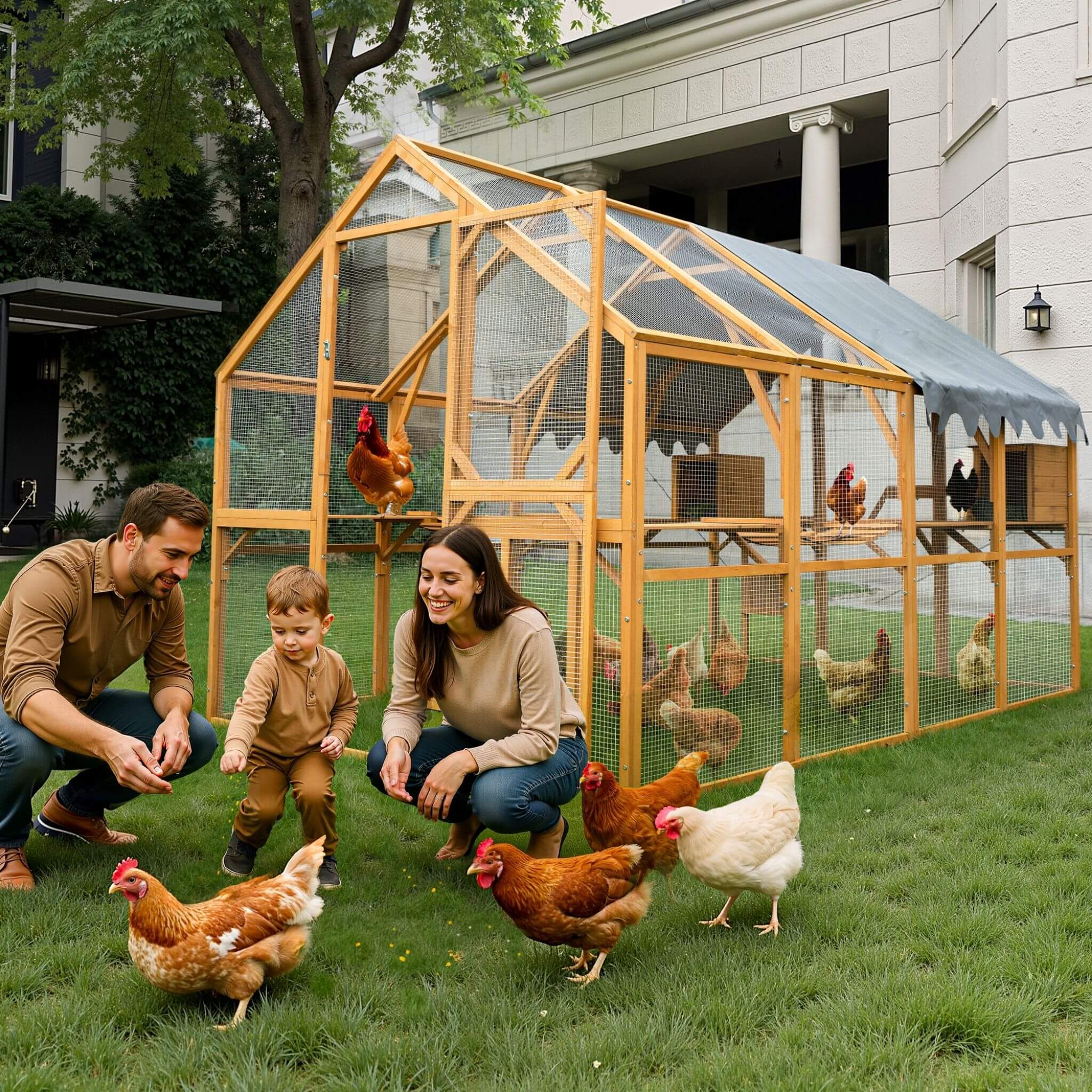 110-Inch Large Outdoor Kitten Playpen Chicken Coop With Waterproof Cover (SAK15370) - Image 9