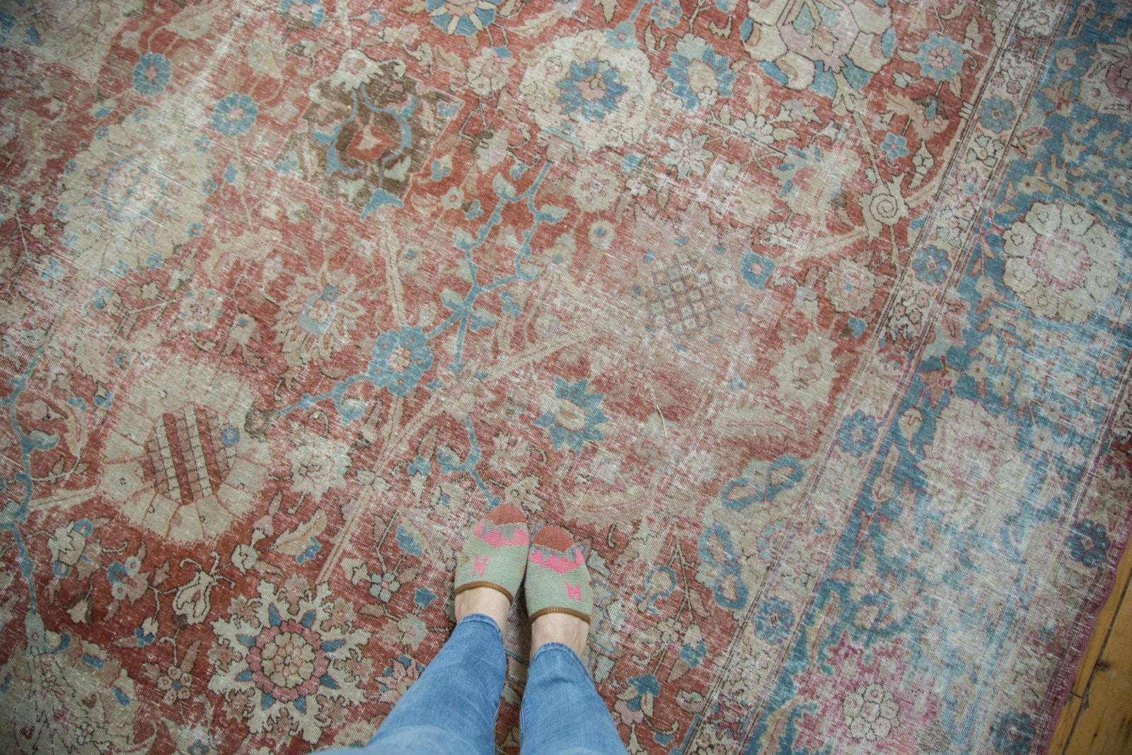11x14 Vintage Distressed Tabriz Carpet - Image 2