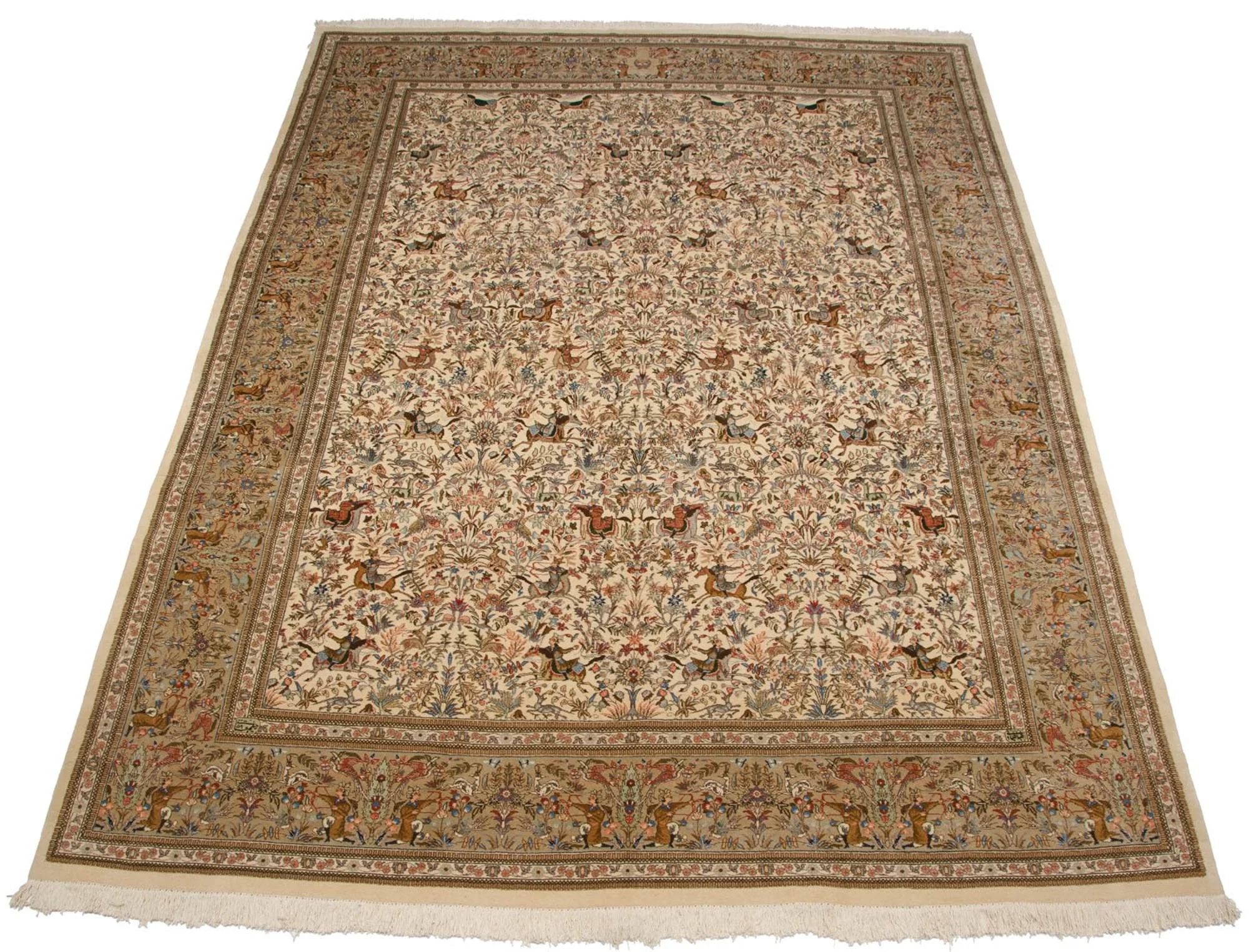11x15 Vintage Tabriz Carpet - Image 7