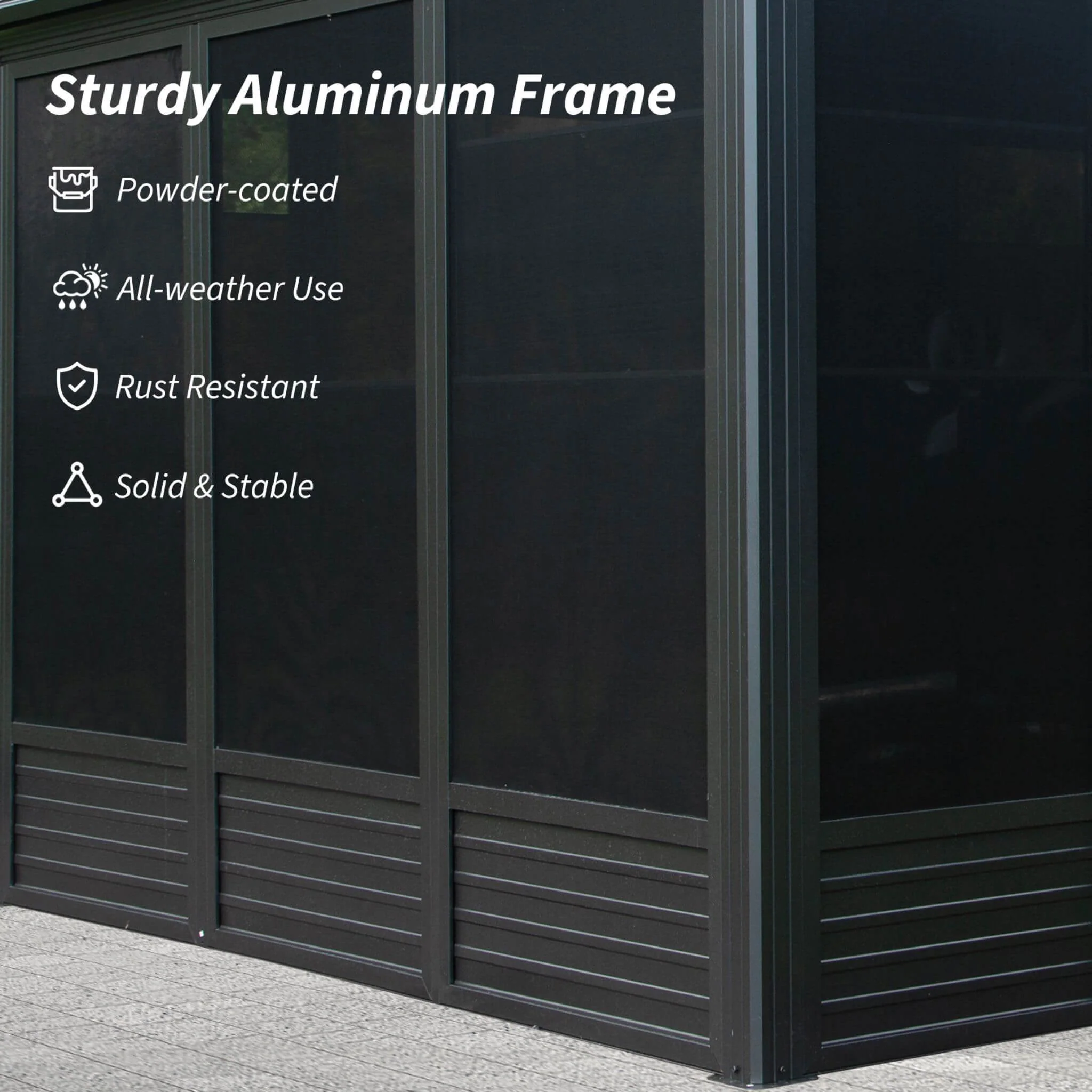 [11X21FT] Alora Outdoor All-Season Solarium Sunroom Gazebo With Galvanized Steel Roof (SAK42018) - Image 7