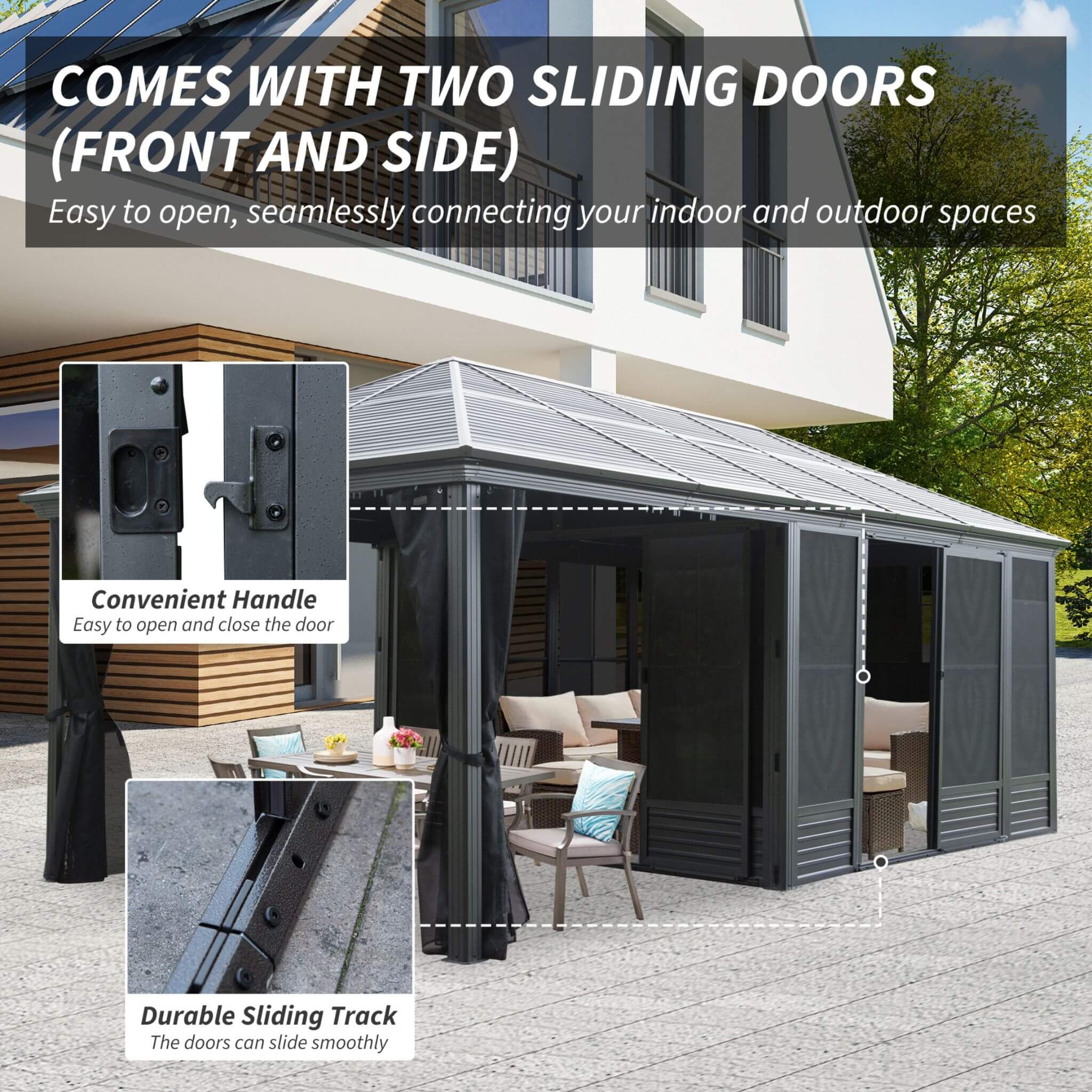 [11X21FT] Alora Outdoor All-Season Solarium Sunroom Gazebo With Galvanized Steel Roof (SAK42018) - Image 9