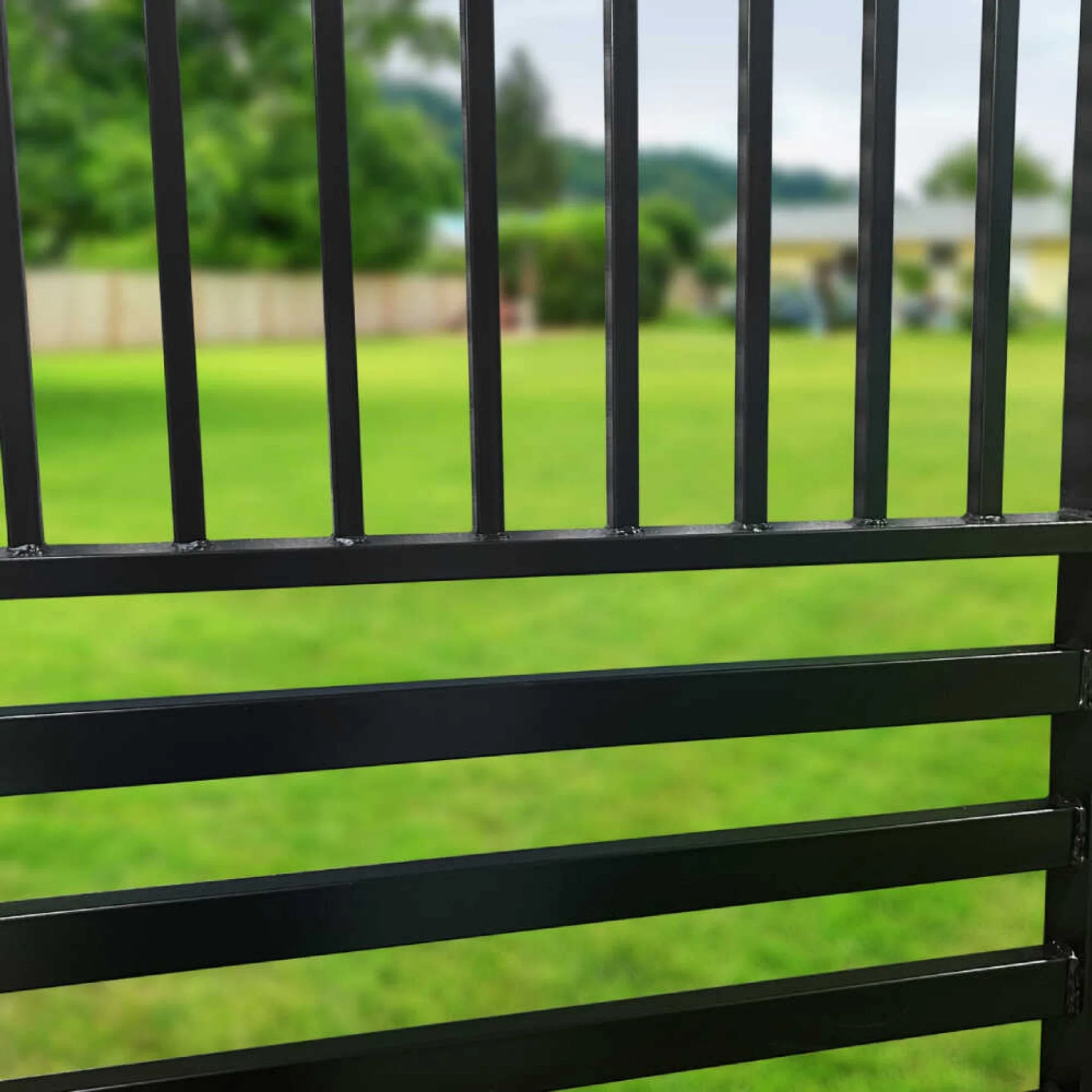 [12-18FT] Heavy-Duty Barcelona-Style Powder-Coated Steel Galvanized Dual Swing Driveway Gate (SAK25978) - Image 4