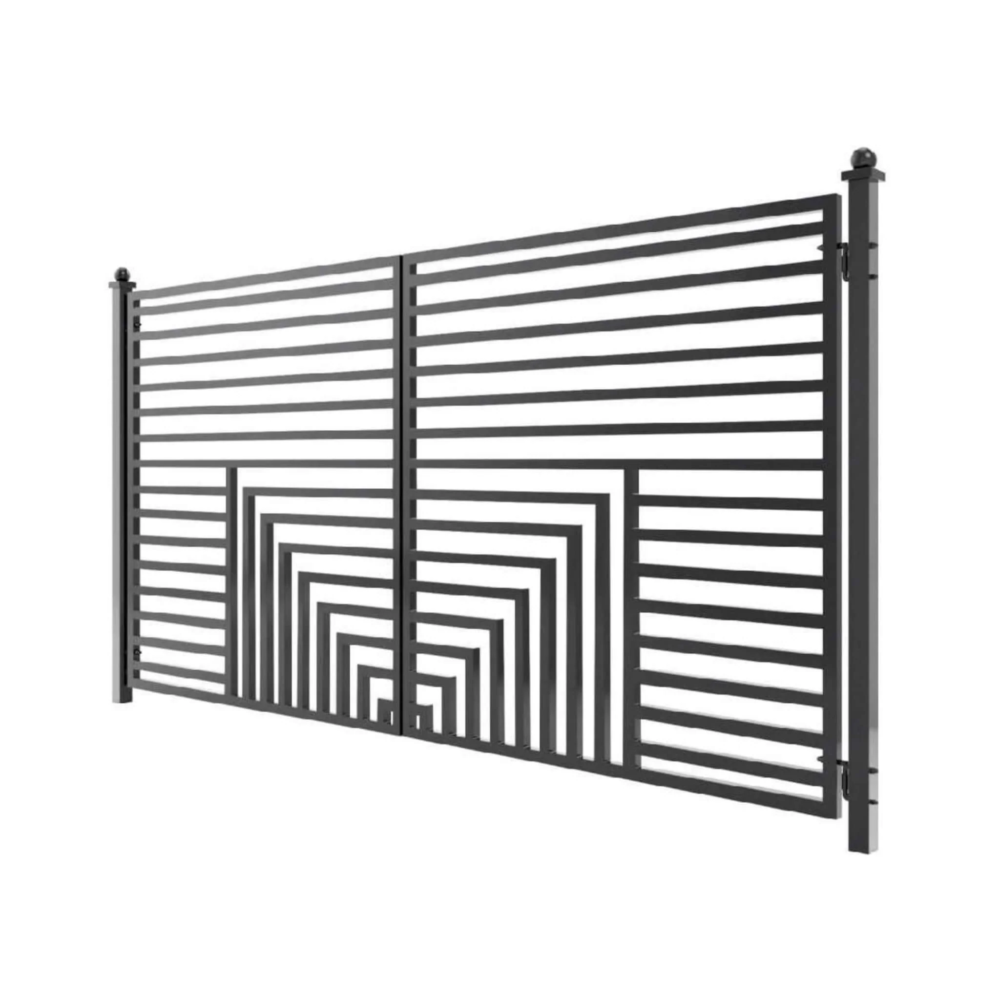 [12-18FT] Heavy-Duty Florence-Style Powder-Coated Galvanized Steel Dual-Swing Driveway Gate (SAK48168) - Image 3
