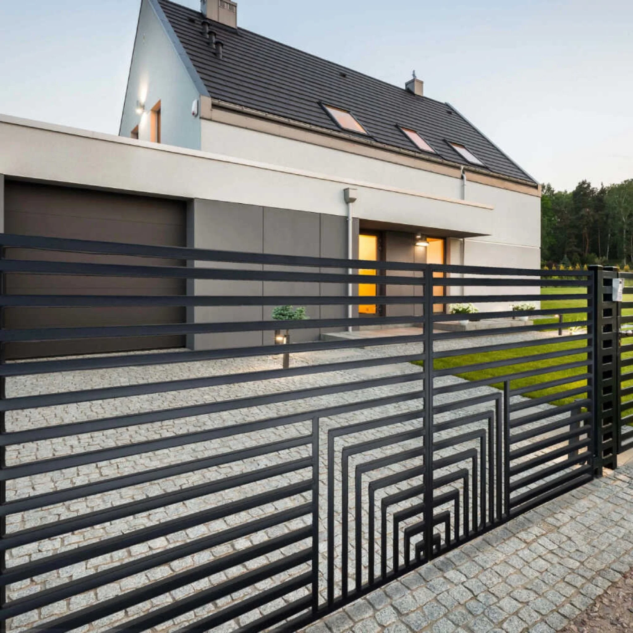 [12-18FT] Heavy-Duty Florence-Style Powder-Coated Galvanized Steel Dual-Swing Driveway Gate (SAK48168) - Image 9