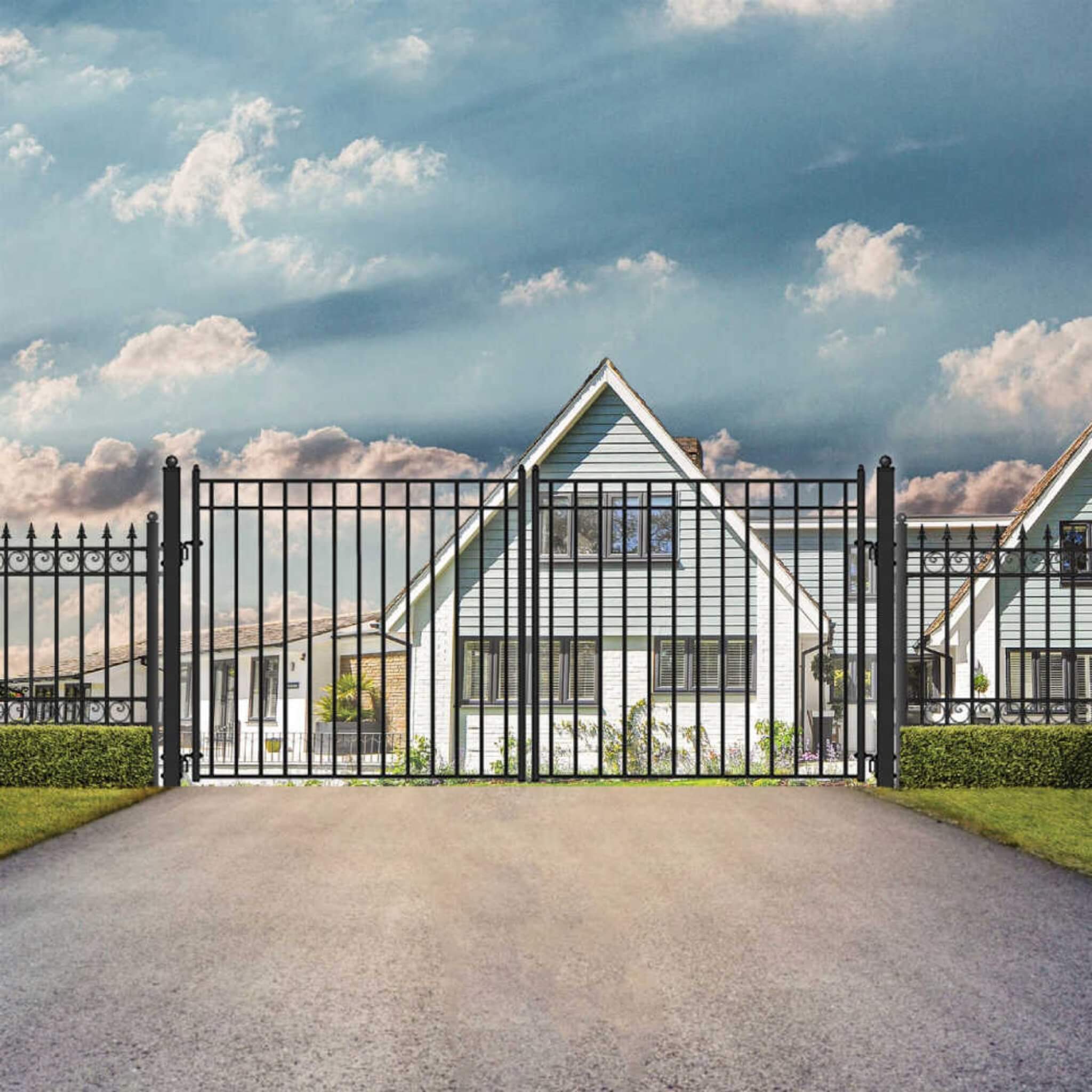 [12-18FT] Heavy-Duty Madrid-Style Premium Steel Dual-Swing Driveway Gate (SAK38546) - Image 3