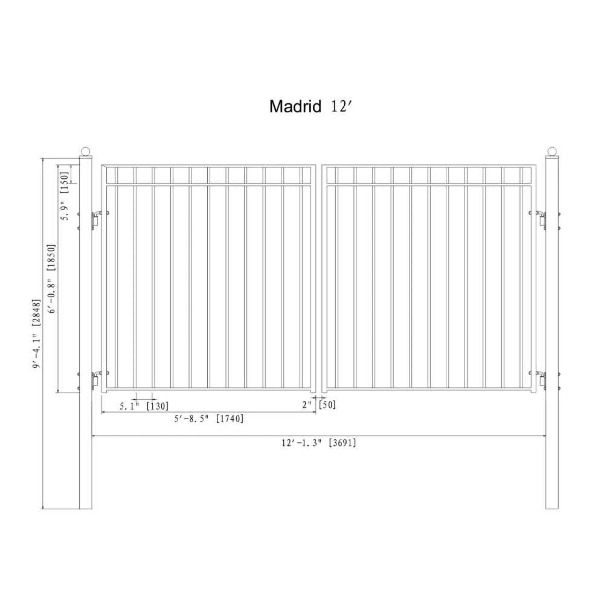 [12-18FT] Heavy-Duty Madrid-Style Premium Steel Dual-Swing Driveway Gate (SAK38546) - Image 6