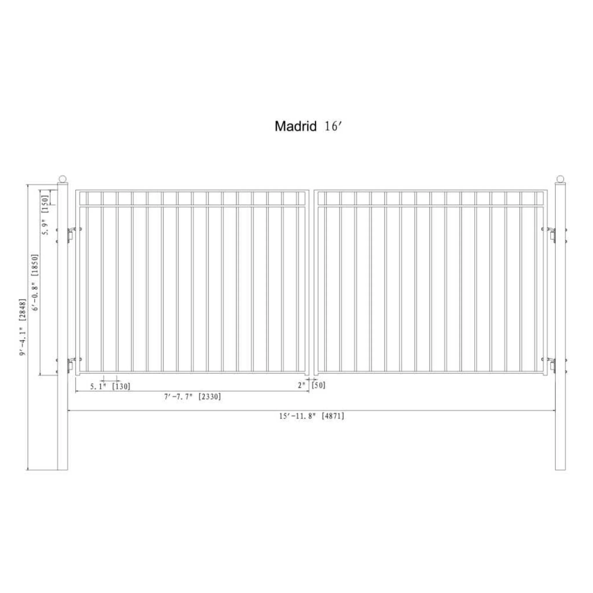 [12-18FT] Heavy-Duty Madrid-Style Premium Steel Dual-Swing Driveway Gate (SAK38546) - Image 8