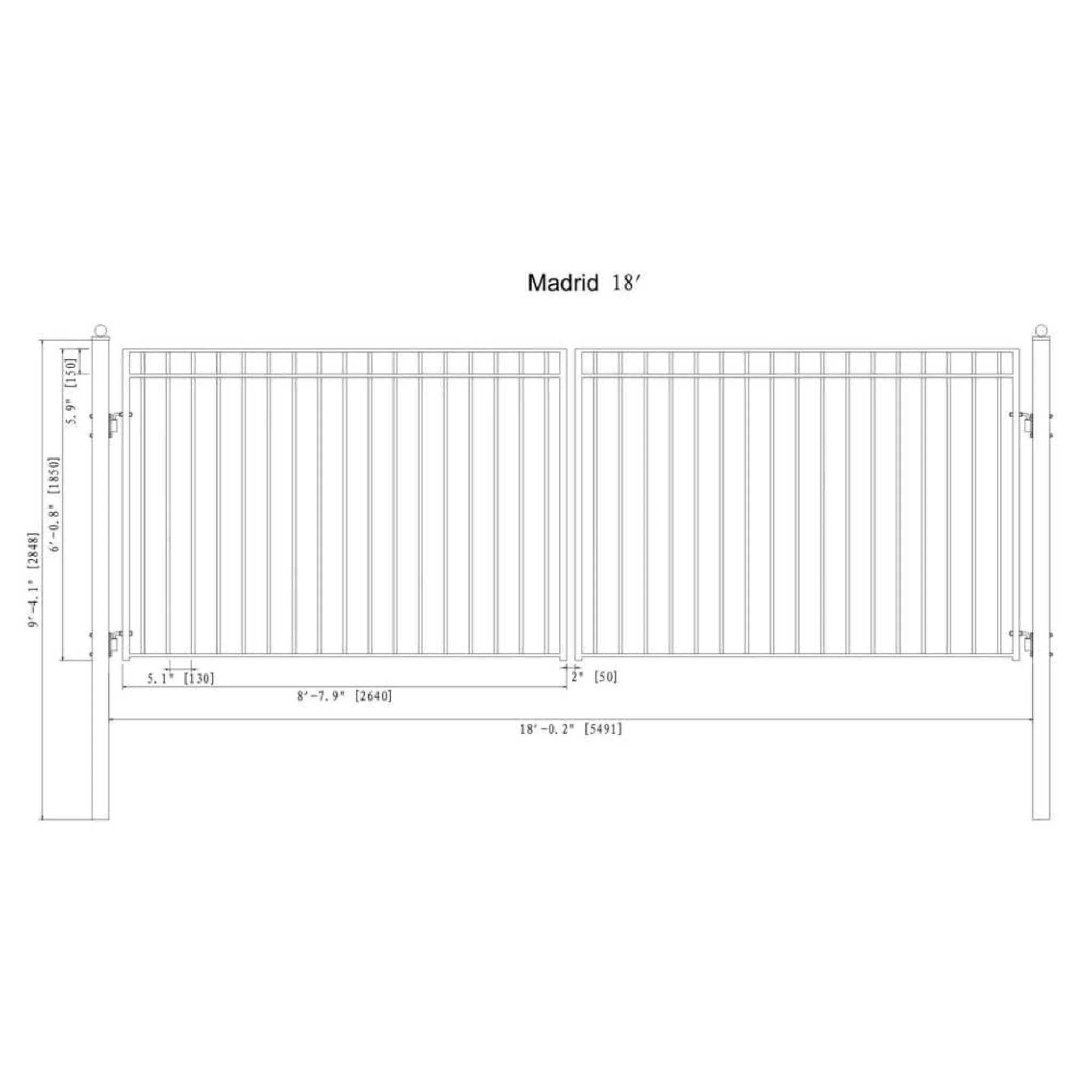 [12-18FT] Heavy-Duty Madrid-Style Premium Steel Dual-Swing Driveway Gate (SAK38546) - Image 9