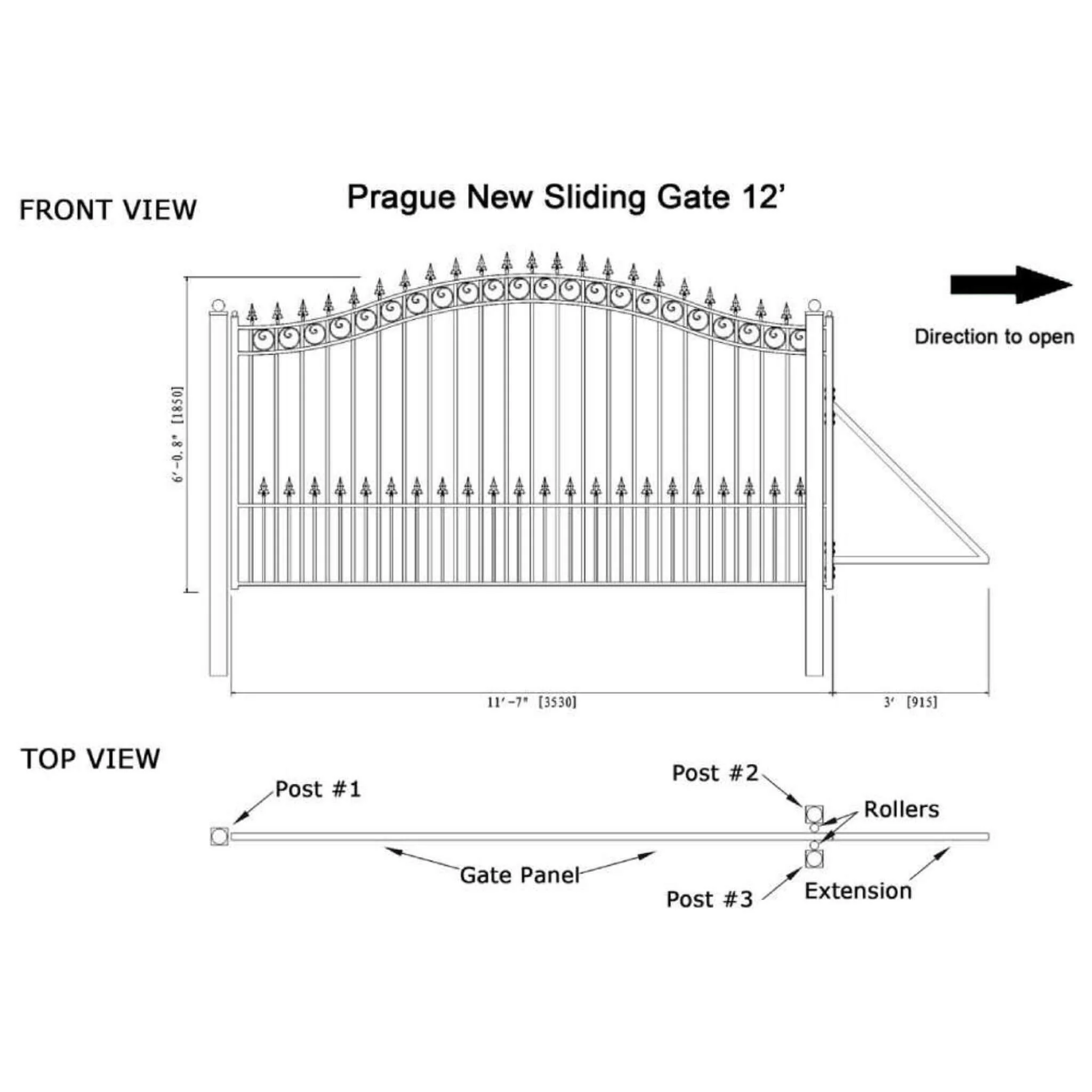 [12-18FT] Heavy-Duty Prague-Style Premium Steel Sliding Driveway Gate (SAK71492) - Image 13