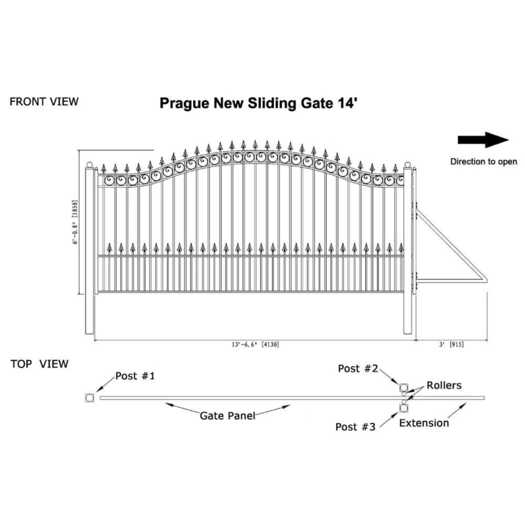 [12-18FT] Heavy-Duty Prague-Style Premium Steel Sliding Driveway Gate (SAK71492) - Image 14