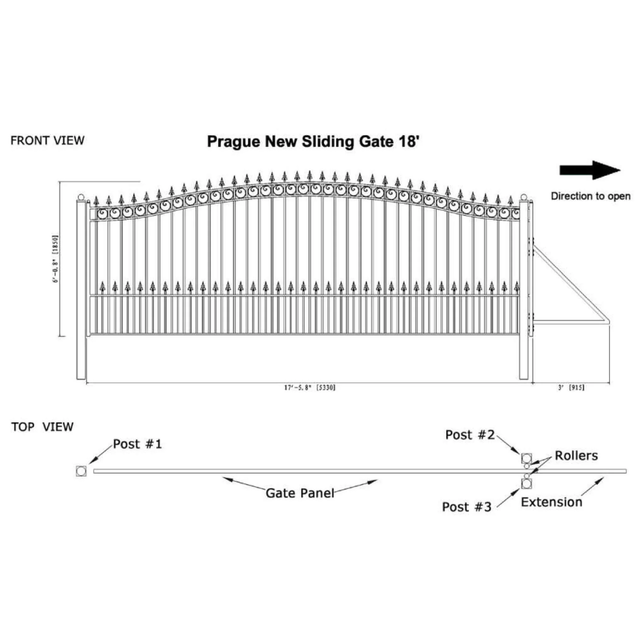 [12-18FT] Heavy-Duty Prague-Style Premium Steel Sliding Driveway Gate (SAK71492) - Image 16