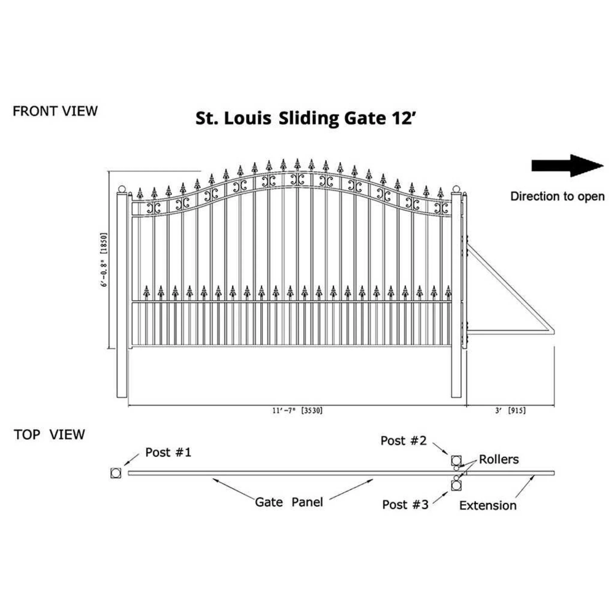 [12-18FT] Heavy-Duty St. Louis-Style Steel Sliding Driveway Gate (SAK64978) - Image 14