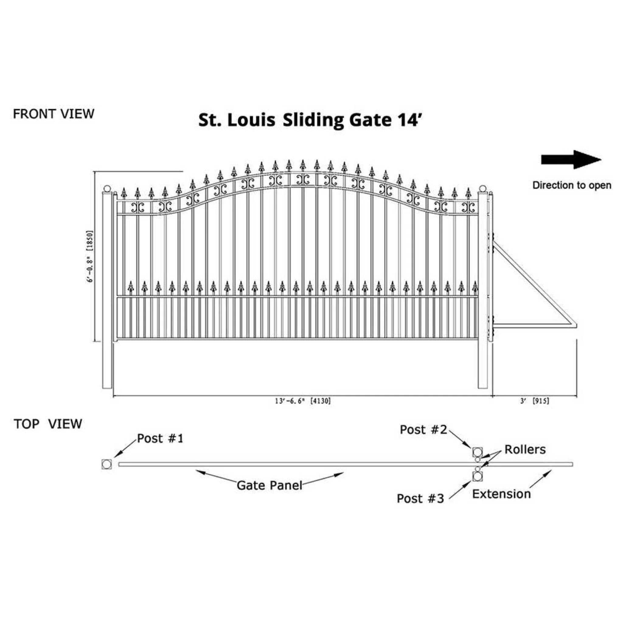 [12-18FT] Heavy-Duty St. Louis-Style Steel Sliding Driveway Gate (SAK64978) - Image 15