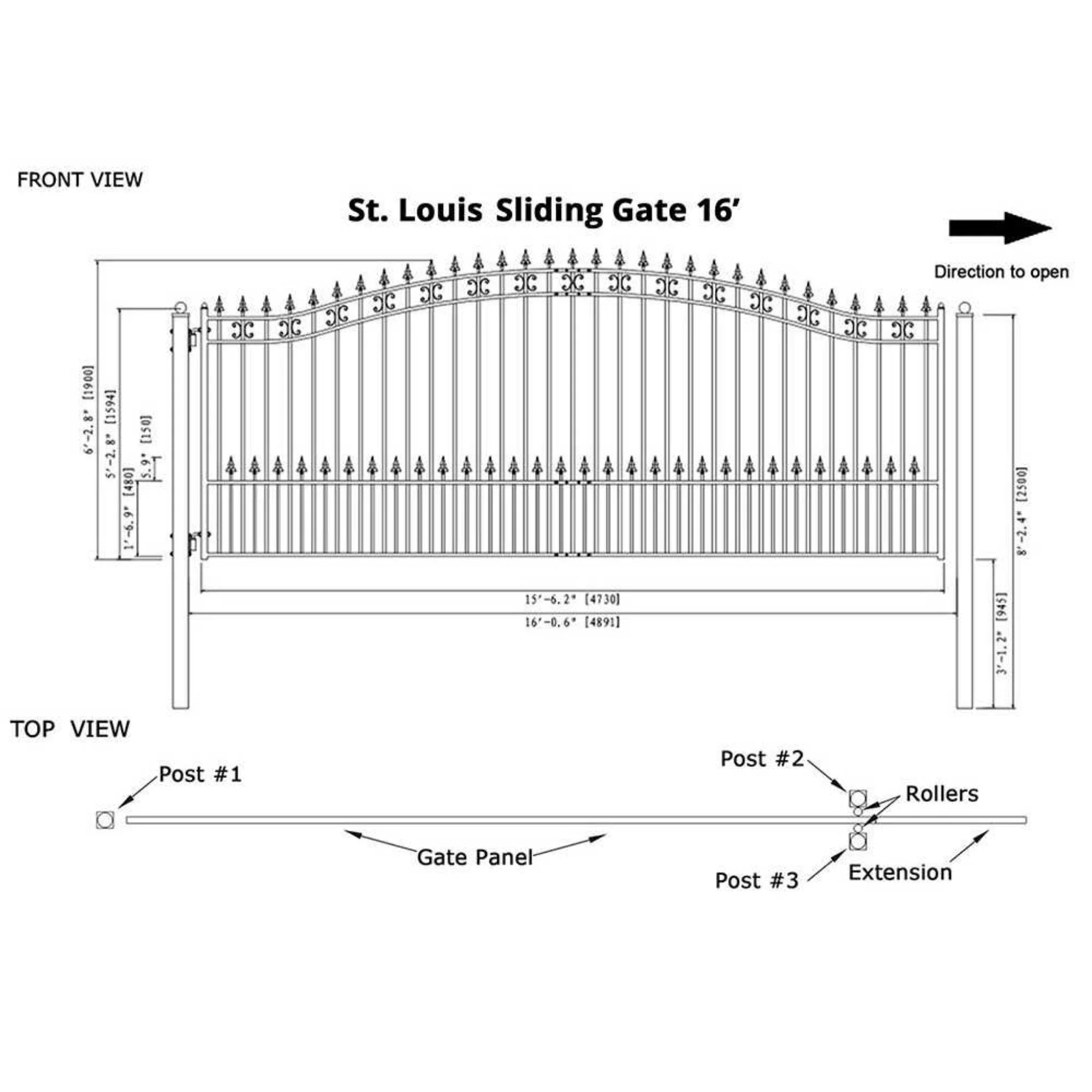 [12-18FT] Heavy-Duty St. Louis-Style Steel Sliding Driveway Gate (SAK64978) - Image 16