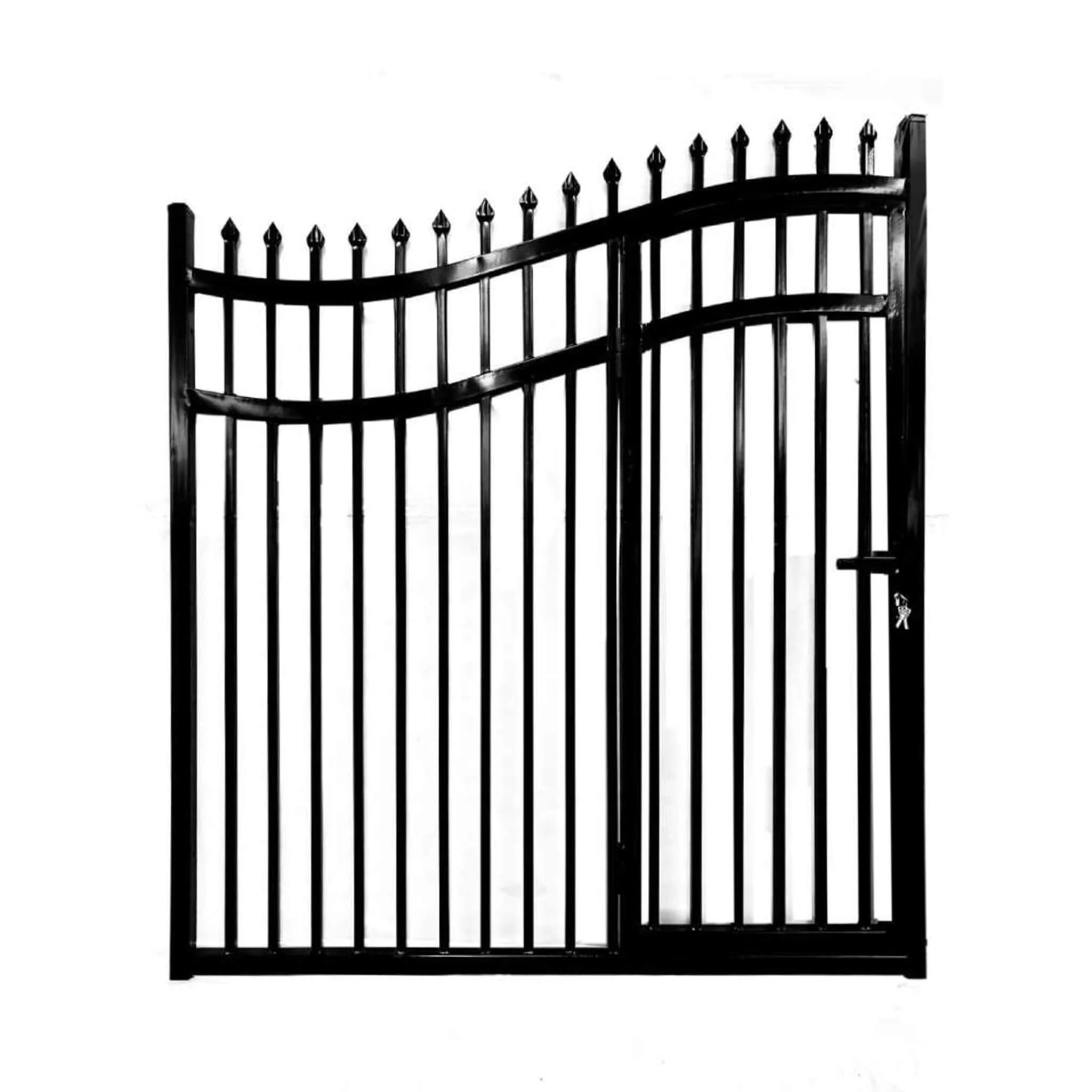 [12-18FT] Heavy-Duty Vienna-Style Steel Dual-Swing Driveway Gate With Built-In Pedestrian Door (SAK75103) - Image 4