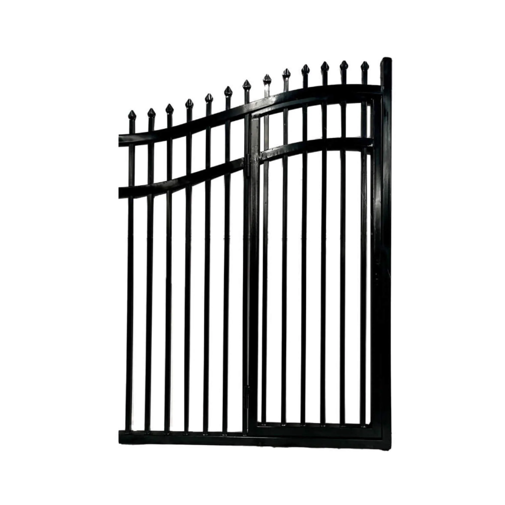 [12-18FT] Heavy-Duty Vienna-Style Steel Dual-Swing Driveway Gate With Built-In Pedestrian Door (SAK75103) - Image 6