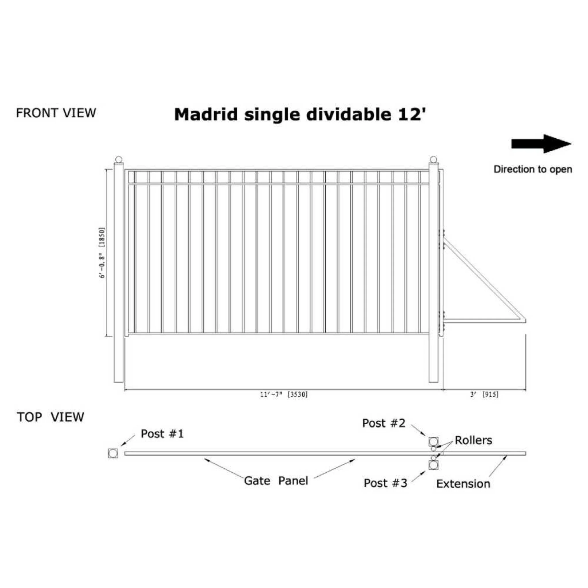 [12-30FT] Heavy-Duty Madrid-Style Premium Steel Sliding Driveway Gate (SAK23857) - Image 11